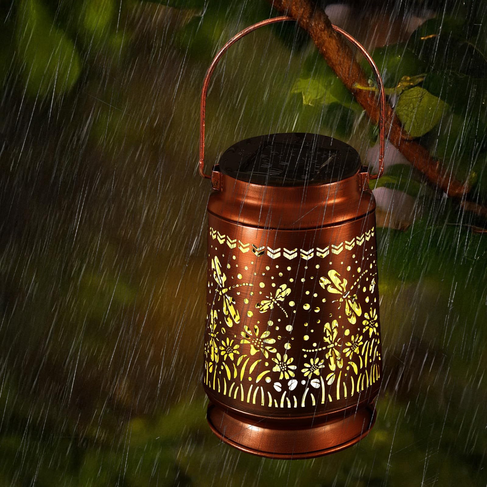 Solar Lanterns Outdoor Waterproof Gifts For Women Grandma Gifts For Mom Butterfly Garden Decor Solar Hanging Lantern Metal 3 Pac