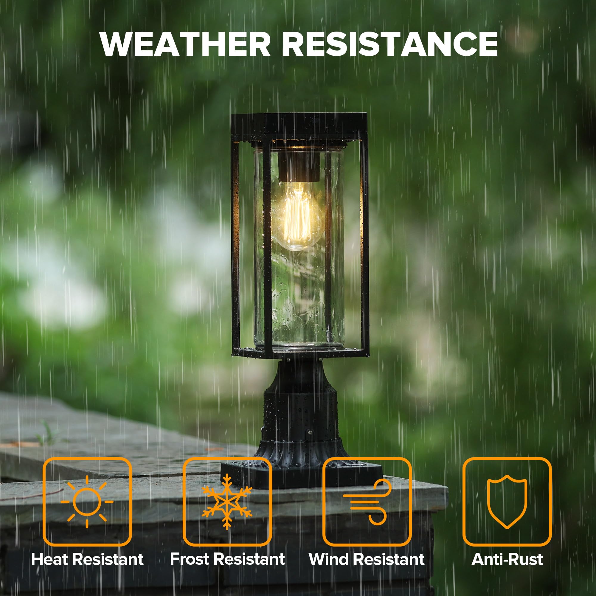 LUTEC Solar Post Light, Black Aluminium Fixture, Dusk to Dawn, 1 PACK-Upgraded, Waterproof for Garden Yard Patio