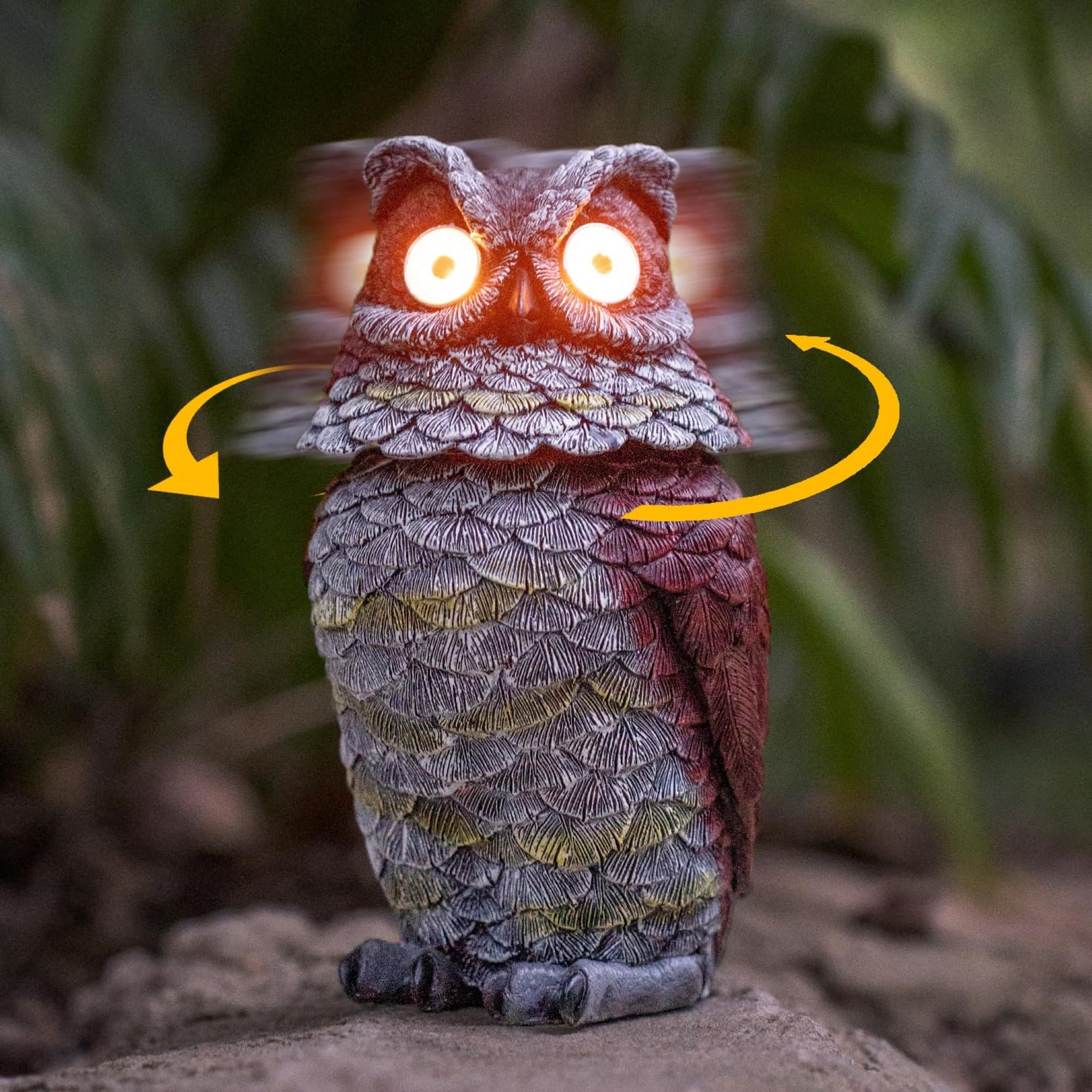 Jy.Cozy Solar Owl Decoy Statue - Glowing Eyes Resin Outdoor Decor For Garden, Porch, Lawn
