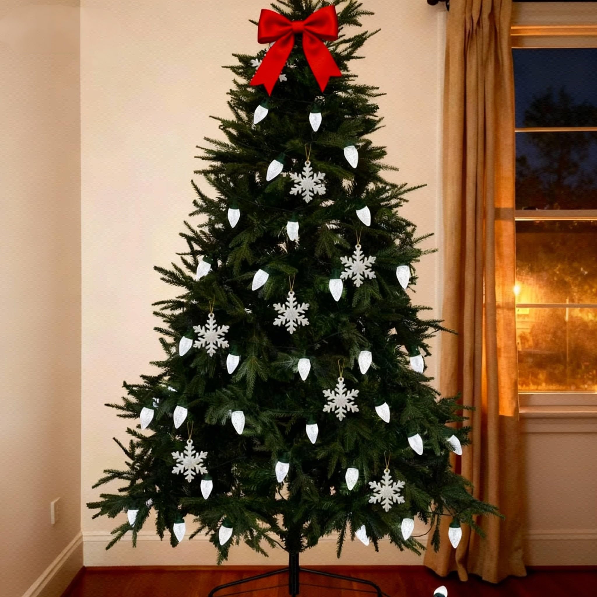 Ucutely C9 Led Christmas Lights Outdoor 33 Feet 50 Led 8 Lighting Modes Waterproof Connectable Christmas String Lights For Outside Roofline Patio Home Xmas Decorations (Cool White)