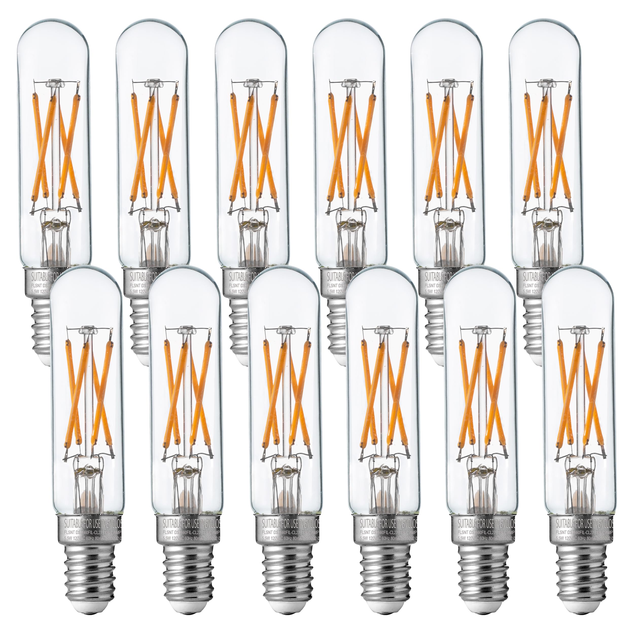 Flsnt 60W Equivalent Candelabra Led Light Bulbs, Dimmable T6/T25 Led Chandelier Bulbs, 90+ High Cri, 2700K Soft White, E12 Base,