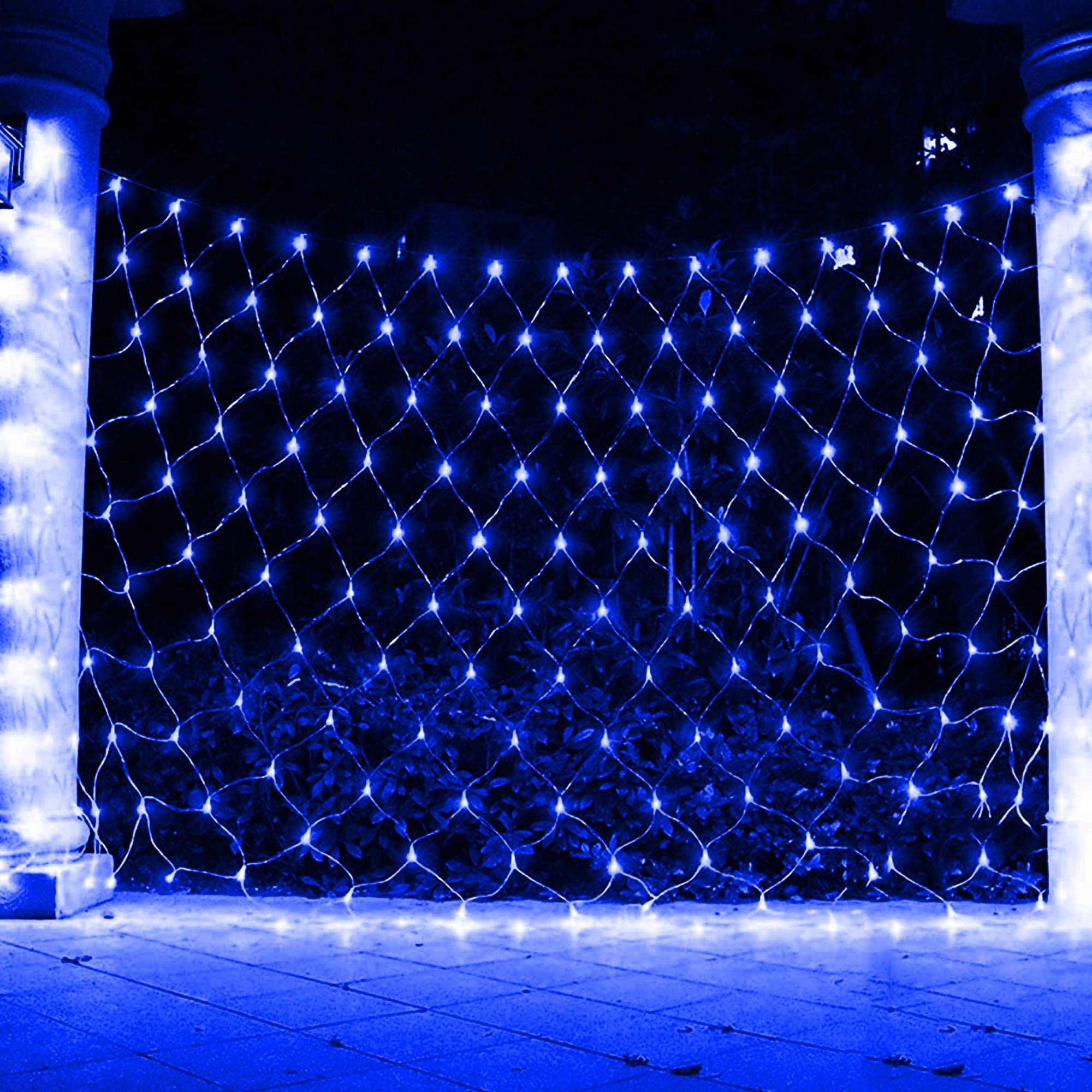 Funpeny 200 Led Christmas Net Lights 9.8Ft X 6.6Ft, Waterproof Blue Mesh Décor For
