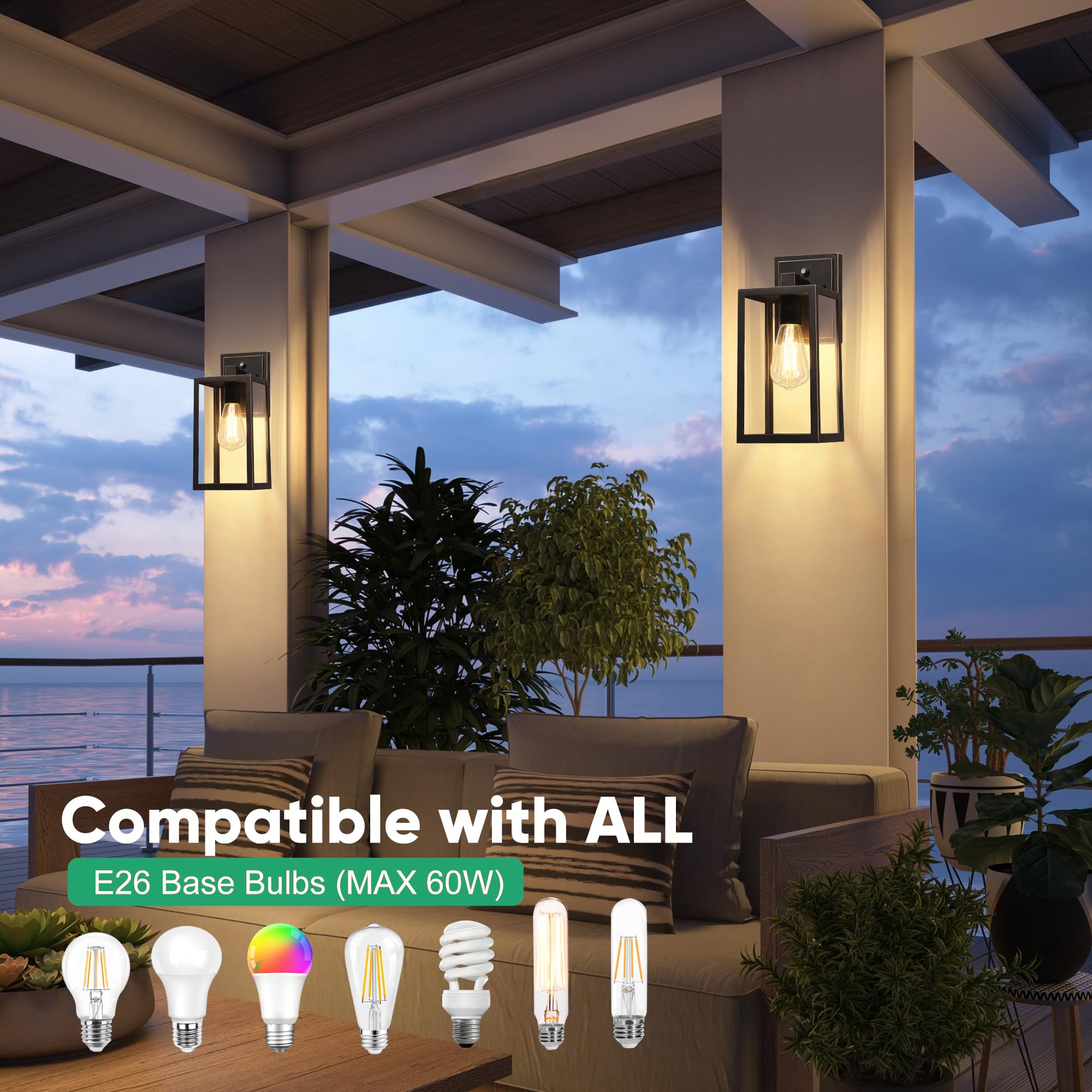 Partphoner Exterior Lighting Fixtures, Porch Light Outdoor, Waterproof Exterior Light Fixture, Anti-Rust Wall Sconce With Clear