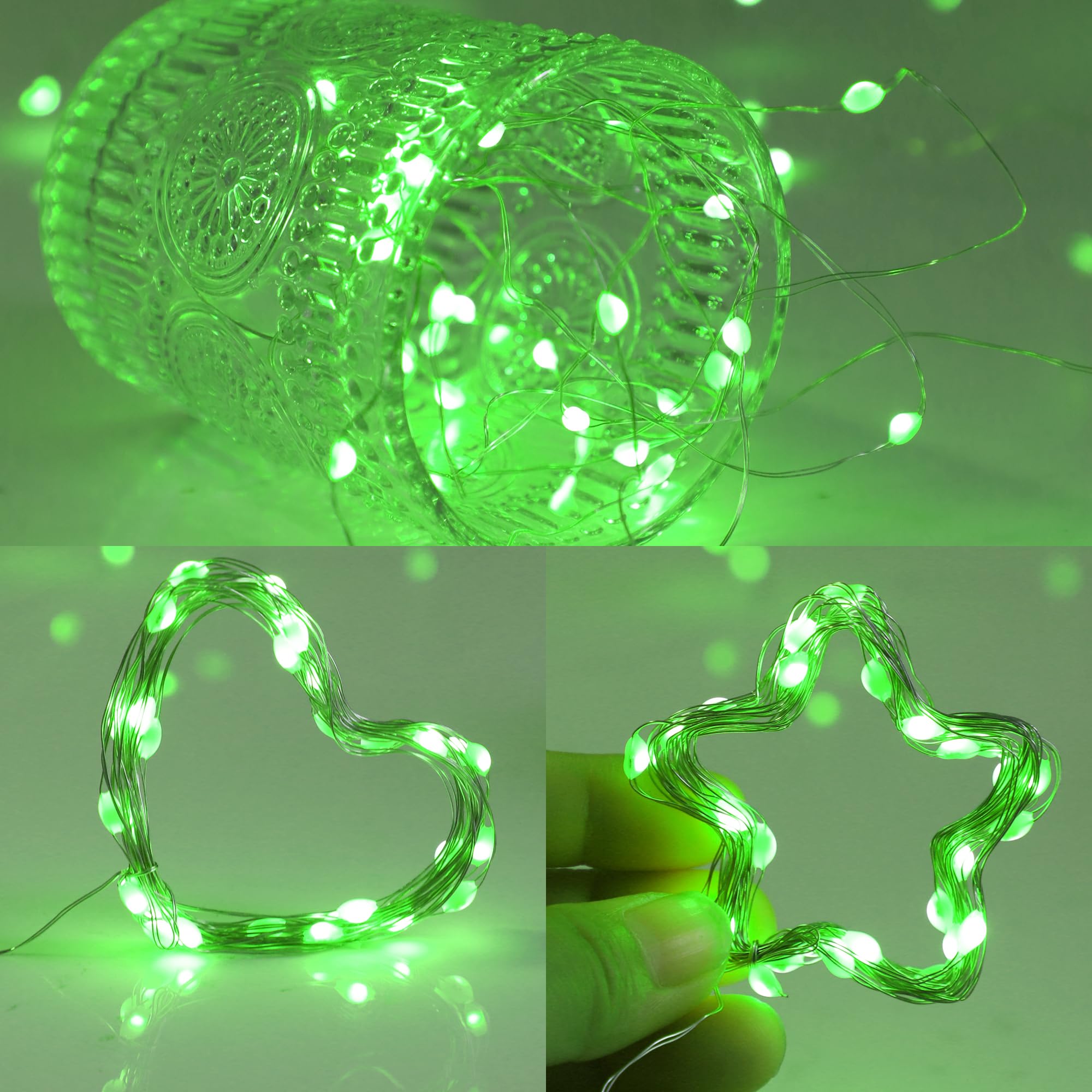 Fteoyel 6 Pack Fairy Lights Battery Operated, 10 Feet 30 Leds String Lights, Flashing And Constant Light Modes, For Bedroom, Parties, Wedding, Glass Bottle Decoration (Green)