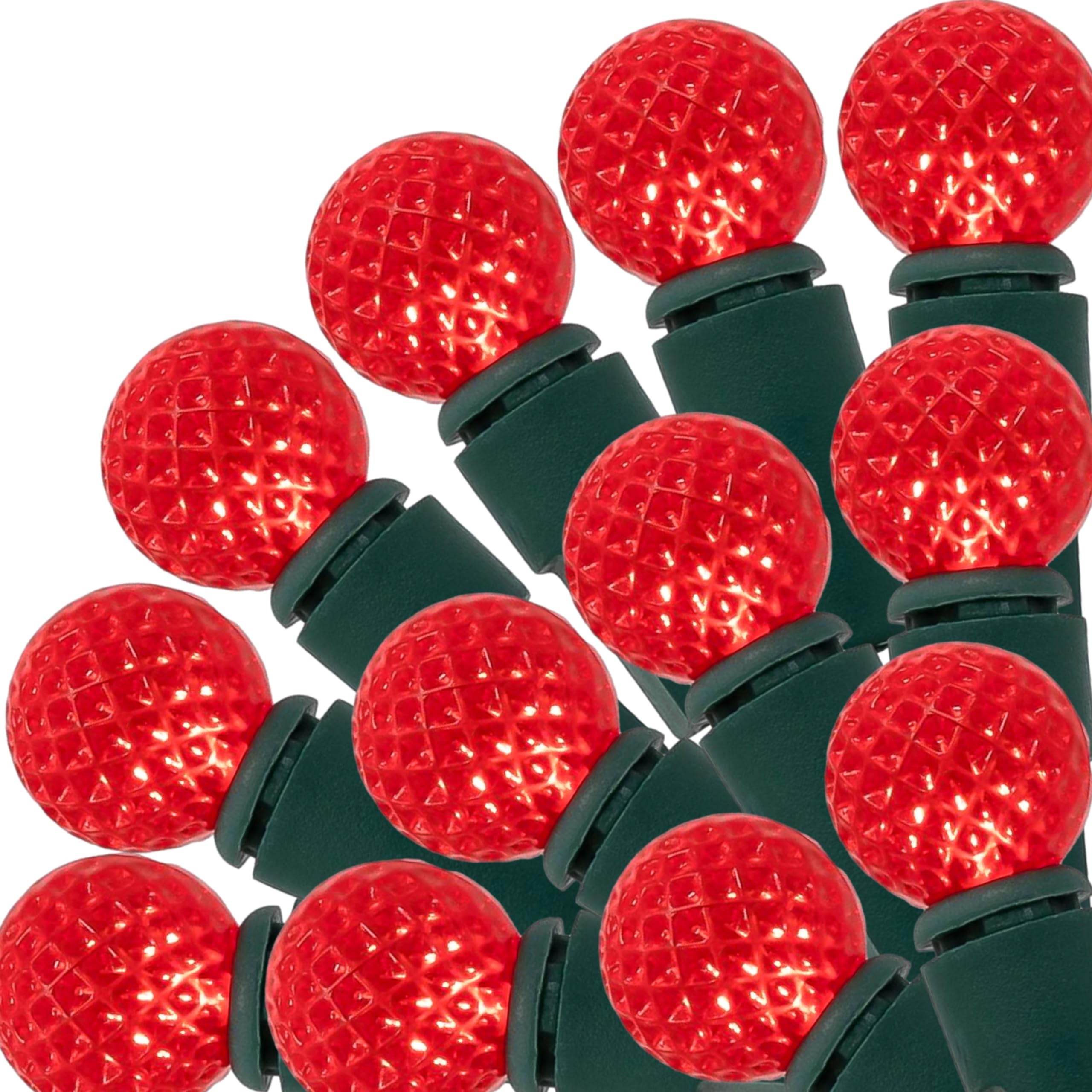 Chillkat LED Christmas Tree Lights, 60 Count G12 Globe, 20ft Green Wire, UL Certified, Red