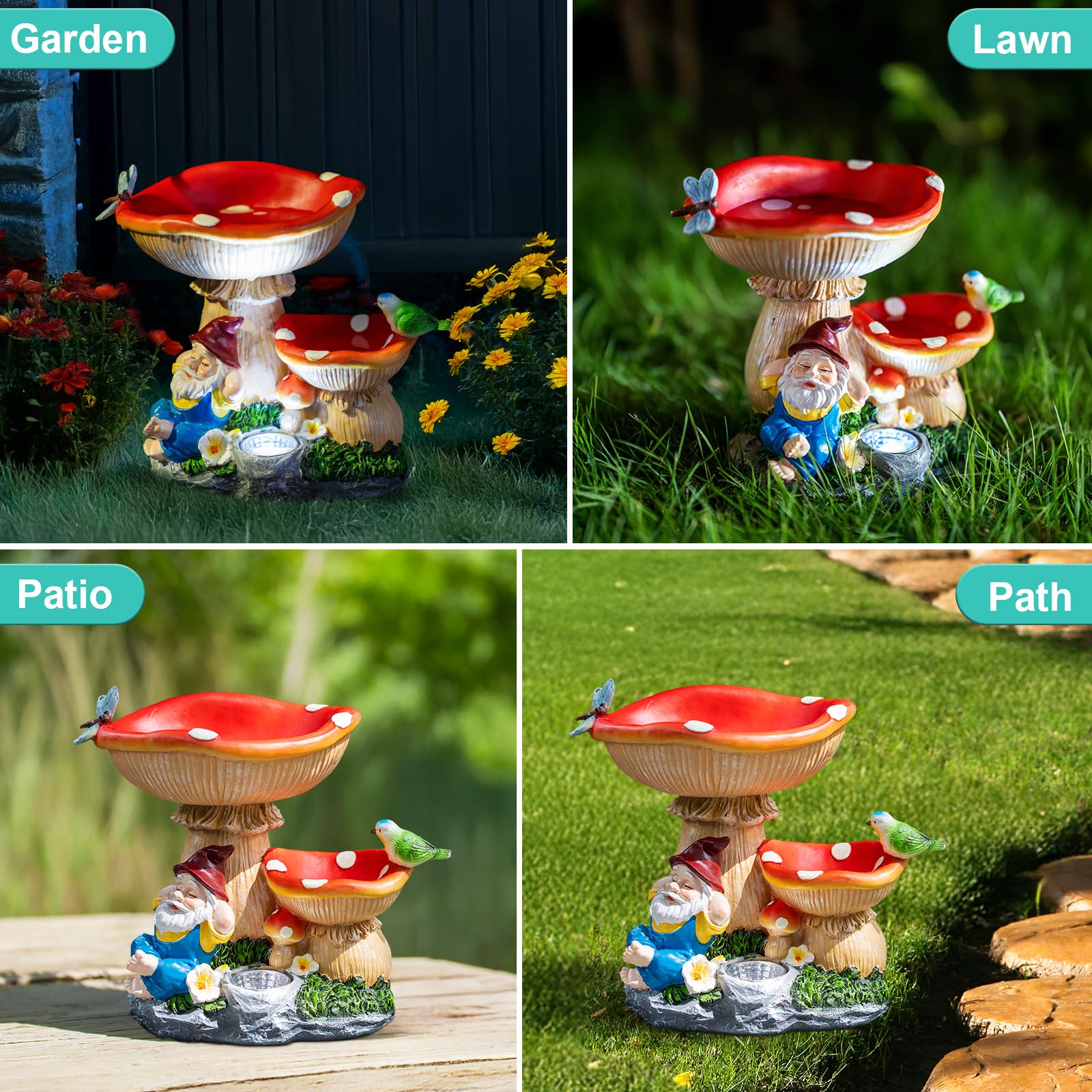 Zqqlite Solar Gnome Statues Figurine Lights - Garden Lighting Outdoor Decorations  Gnome Sleeping Under Mushroom  Yard Art Lawn Ornaments For Porch Patio Balcony - Gnome Gifts For Women Mom