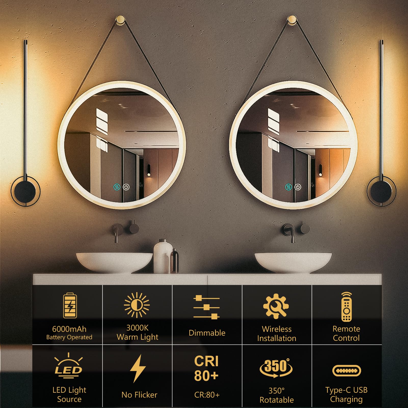 Swatia Picture Light, Wireless Wall Light, 23.6'' Rechargeable Art Display Light, 3 Color Temperature Dimmable With Timer For Ga