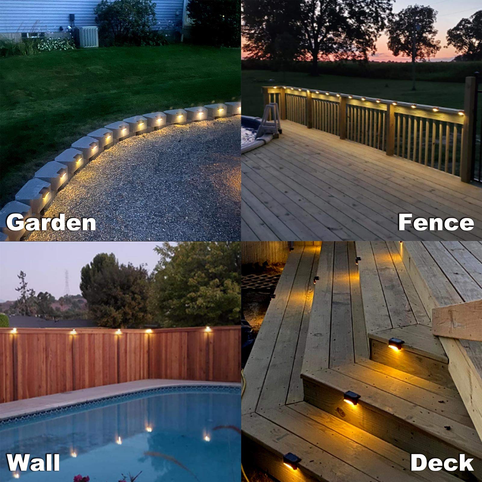 Denicmic 16 Pack Solar Lights - Weatherproof Led Deck Lights For Patio, Pool, Steps & Pathway