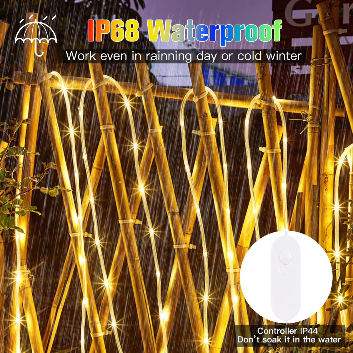 Ip68 Led Rope Nazuwke 99FT LED Rope Lights - Multicolor, IP68 Waterproof, 300 LEDs ...