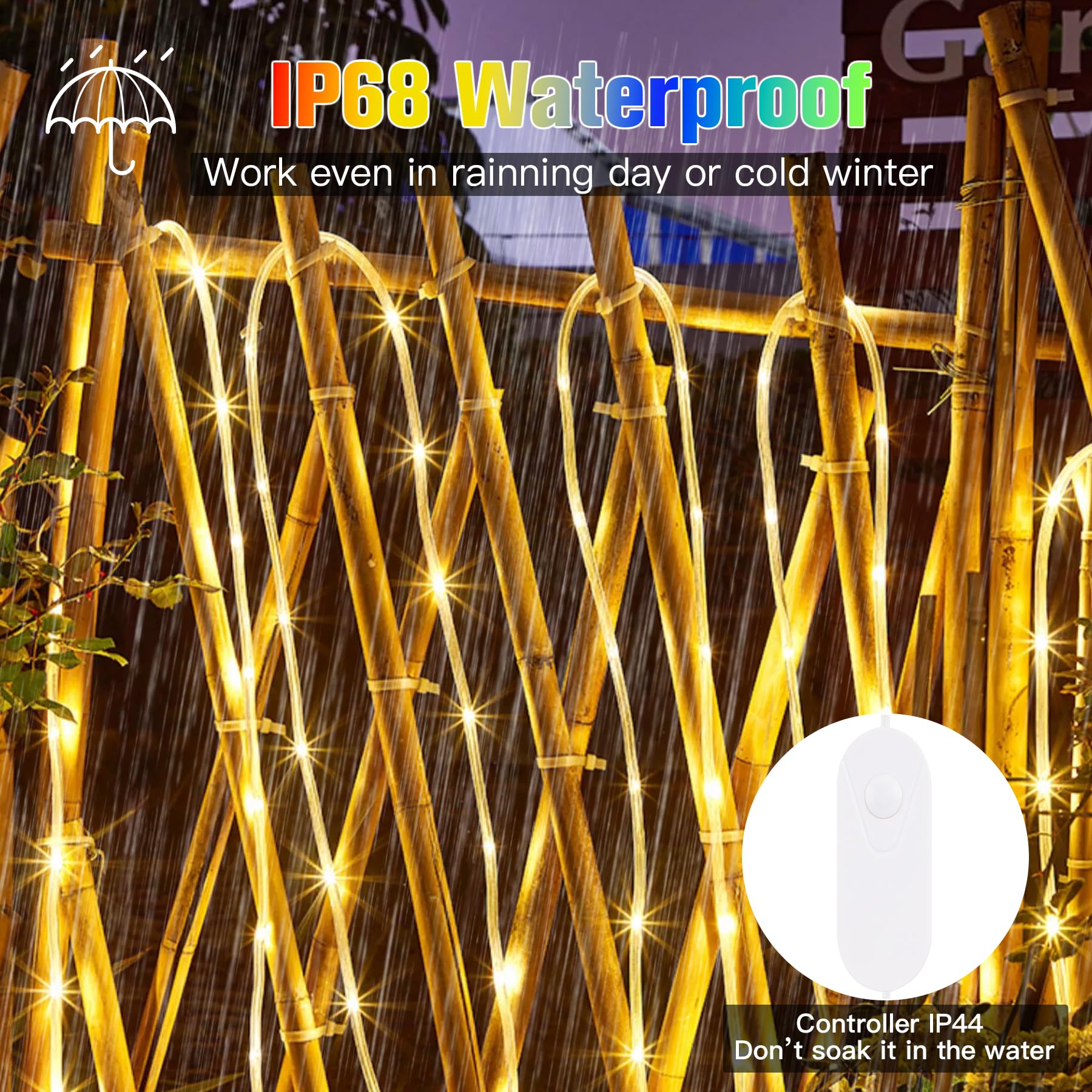Nazuwke 99FT LED Rope Lights - Multicolor, IP68 Waterproof, 300 LEDs, Fairy String Light with Remote for Outdoor/Indoor Decor