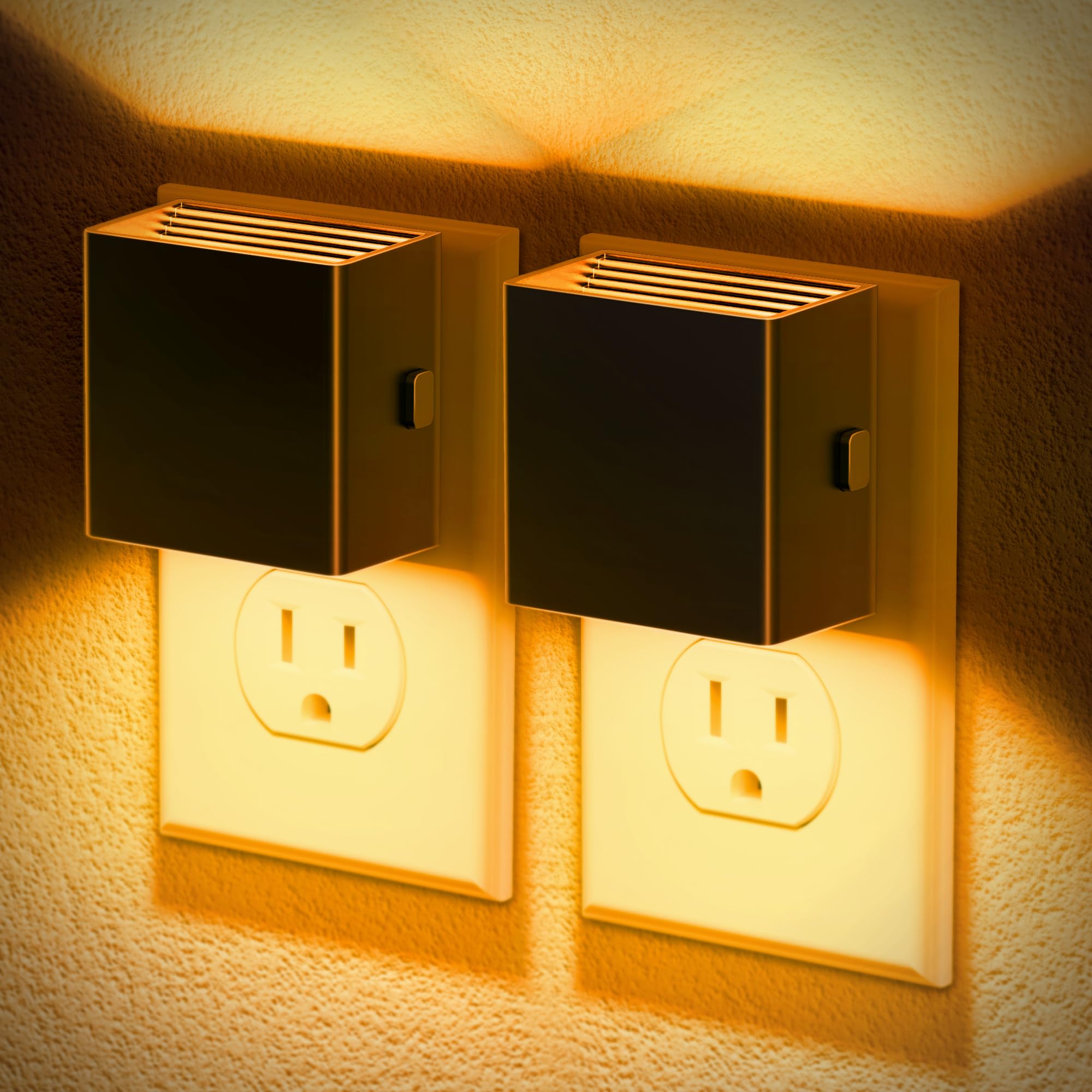 Jandcase Night Light, Automatic Night Lights Plug Into Wall, 2 Pack Modern Night Lights With Auto Light Sensor, Amber Brightness