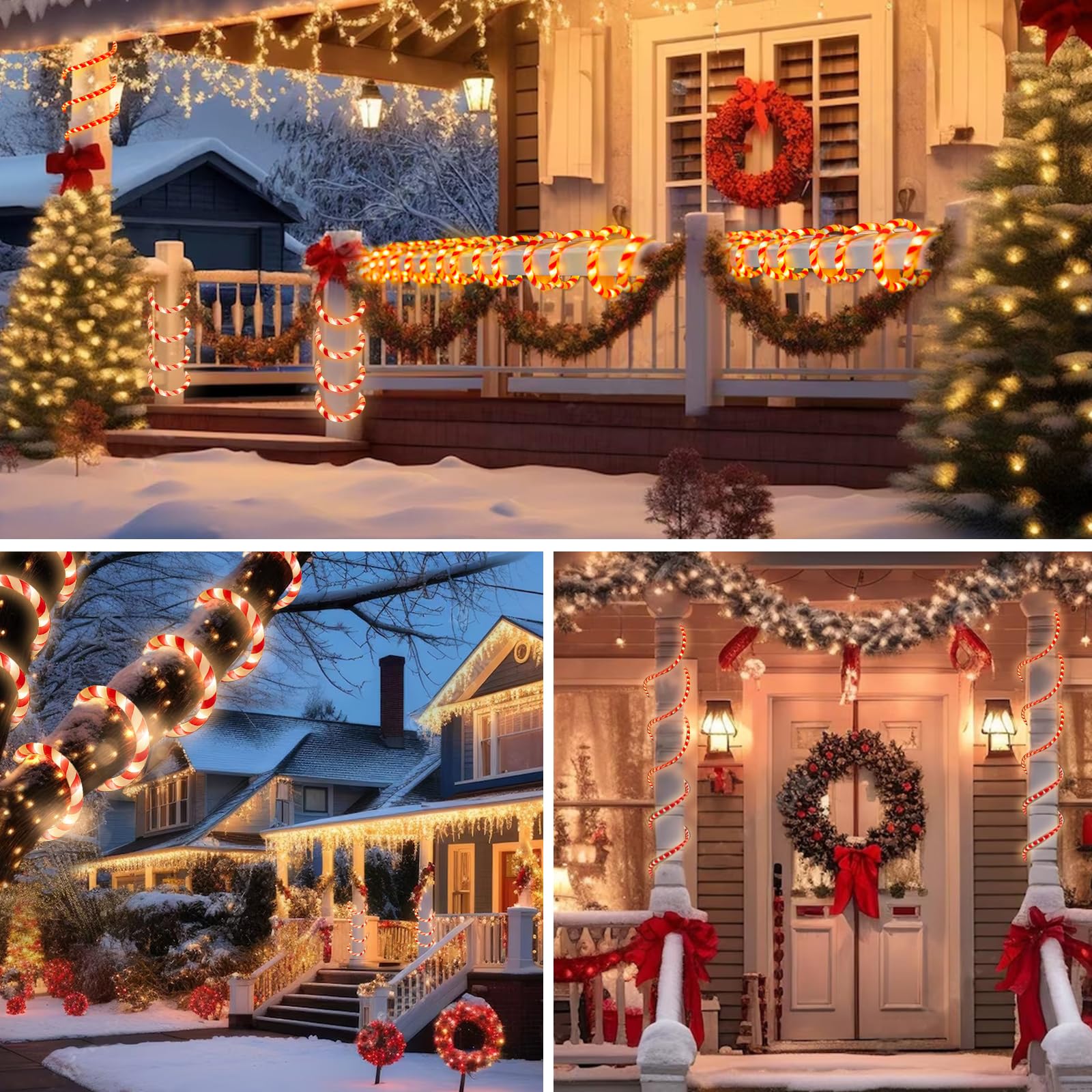 Vigdur Christmas Candy Cane Rope Lights - 33FT 360 LEDs Rope Lights Outdoor Waterproof Decorative Christmas Lights for Holiday P