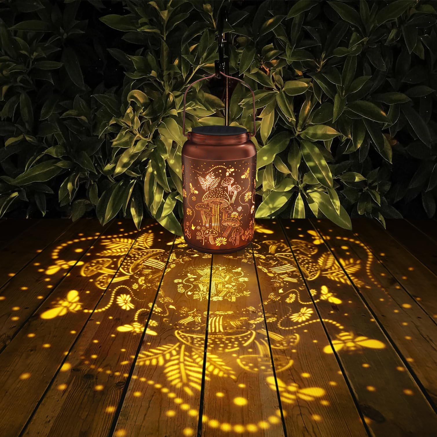 Tepaken 2 Pack Solar Lanterns Outdoor Waterproof, Mushroom Garden Decor Gifts For Women Mom Grandma Hanging Solar Lights Metal Solar Decoration Outside Led Lanterns For Yard, Patio, Lawn