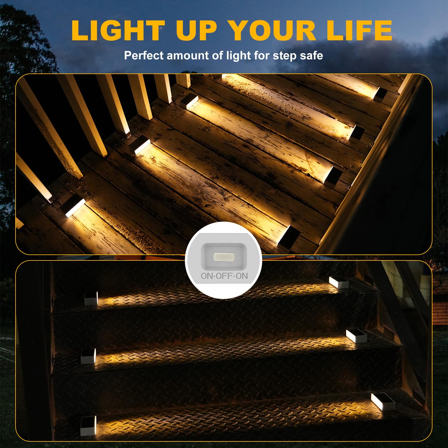 T-Sun Step Light Outdoor Solar Step Lights For Outside Solar Stair Lights Waterproof Led Solar Lights For Stair Deck Pathway Pat
