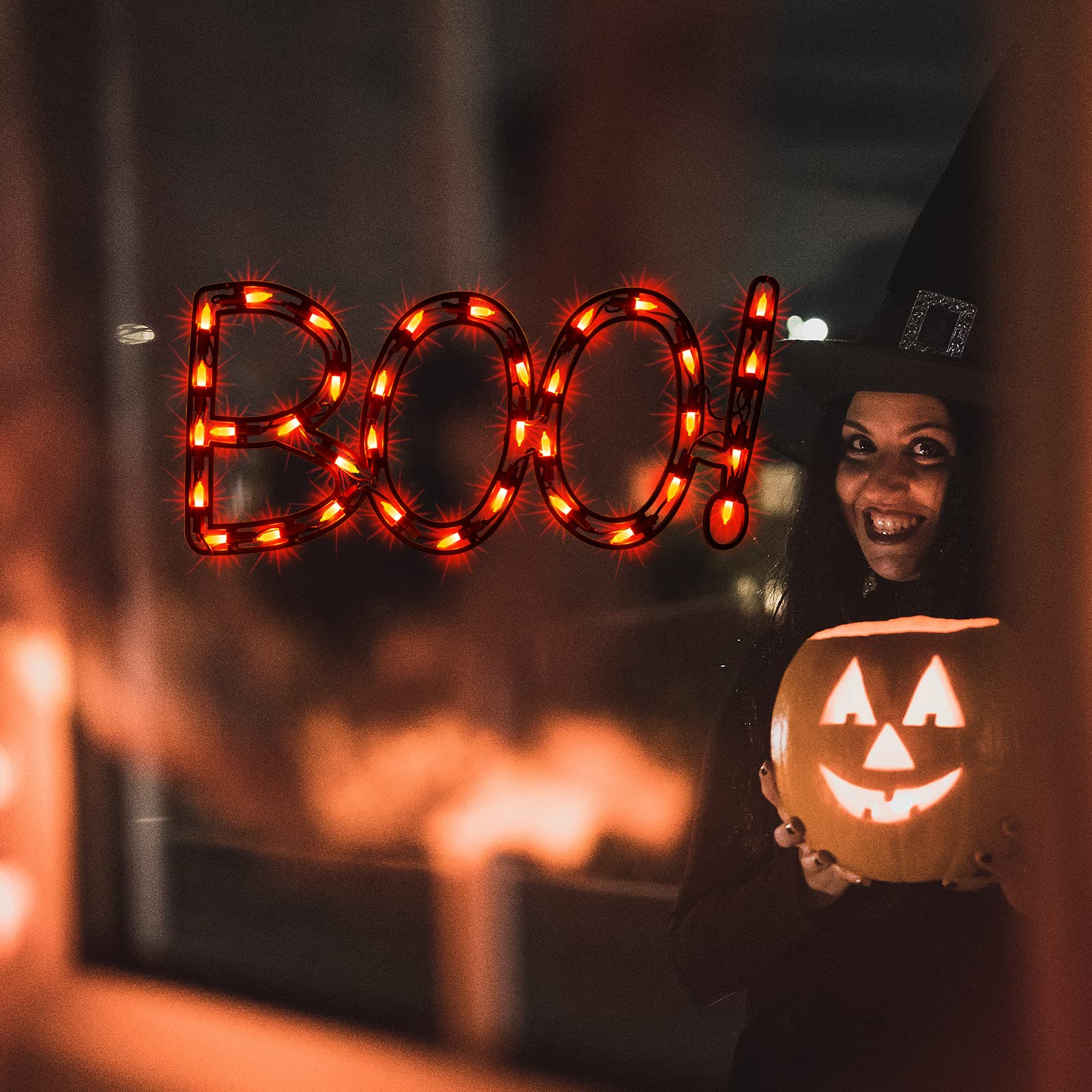Lamphome 16 Halloween Decorations Window Silhouette Holiday Displays  Light Up Window Lights  Lighted Boo For Party Home Tabletop Ornaments