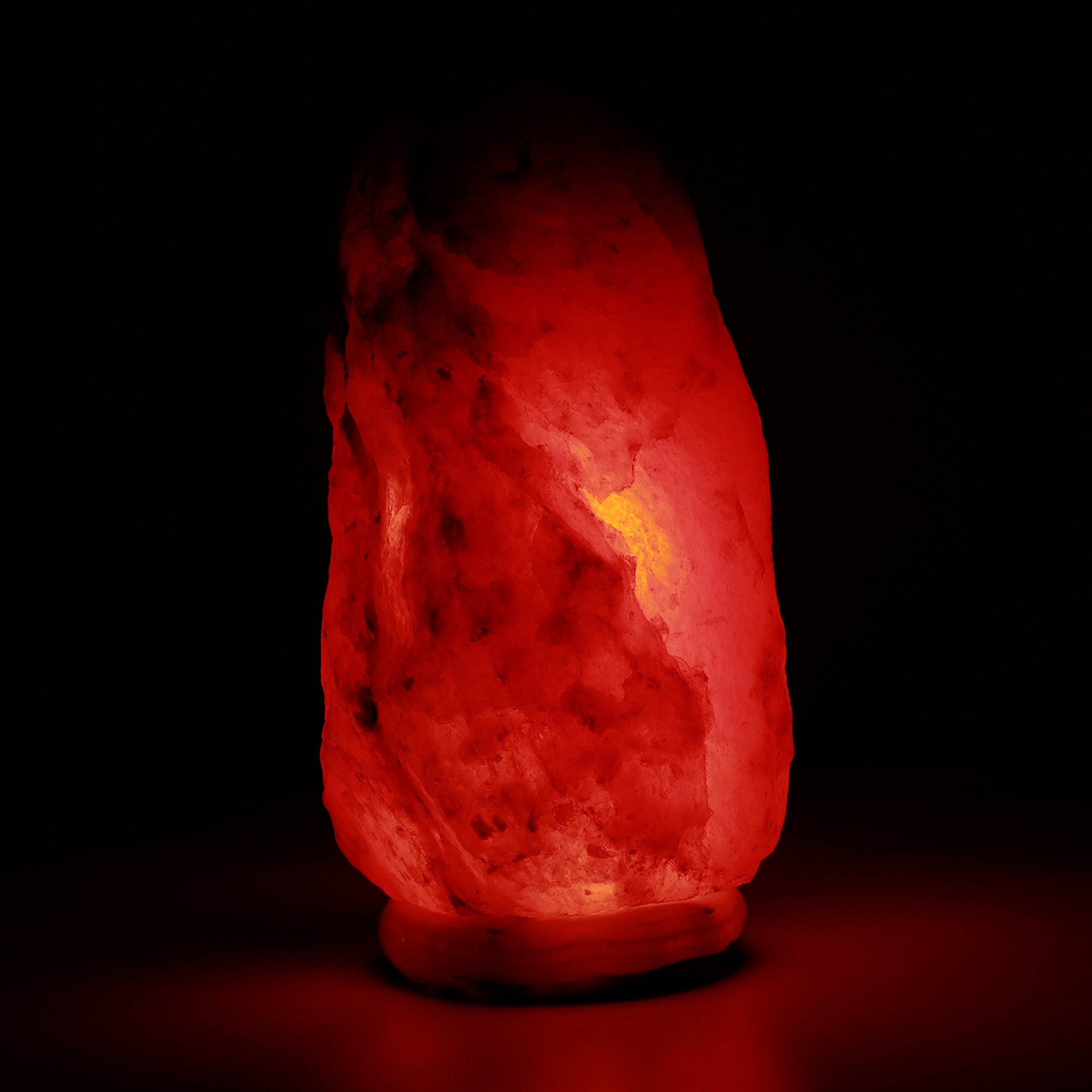 Himalayan Rock Salt Natural Crystal Lamp, 11.5&quot; Tall – Soft Calm Therapeutic Light – Naturally Formed Salt Crystal Design On Onyx Marble Base – Tibetan Evaporated Rock Lamps – Dark Orange Hue