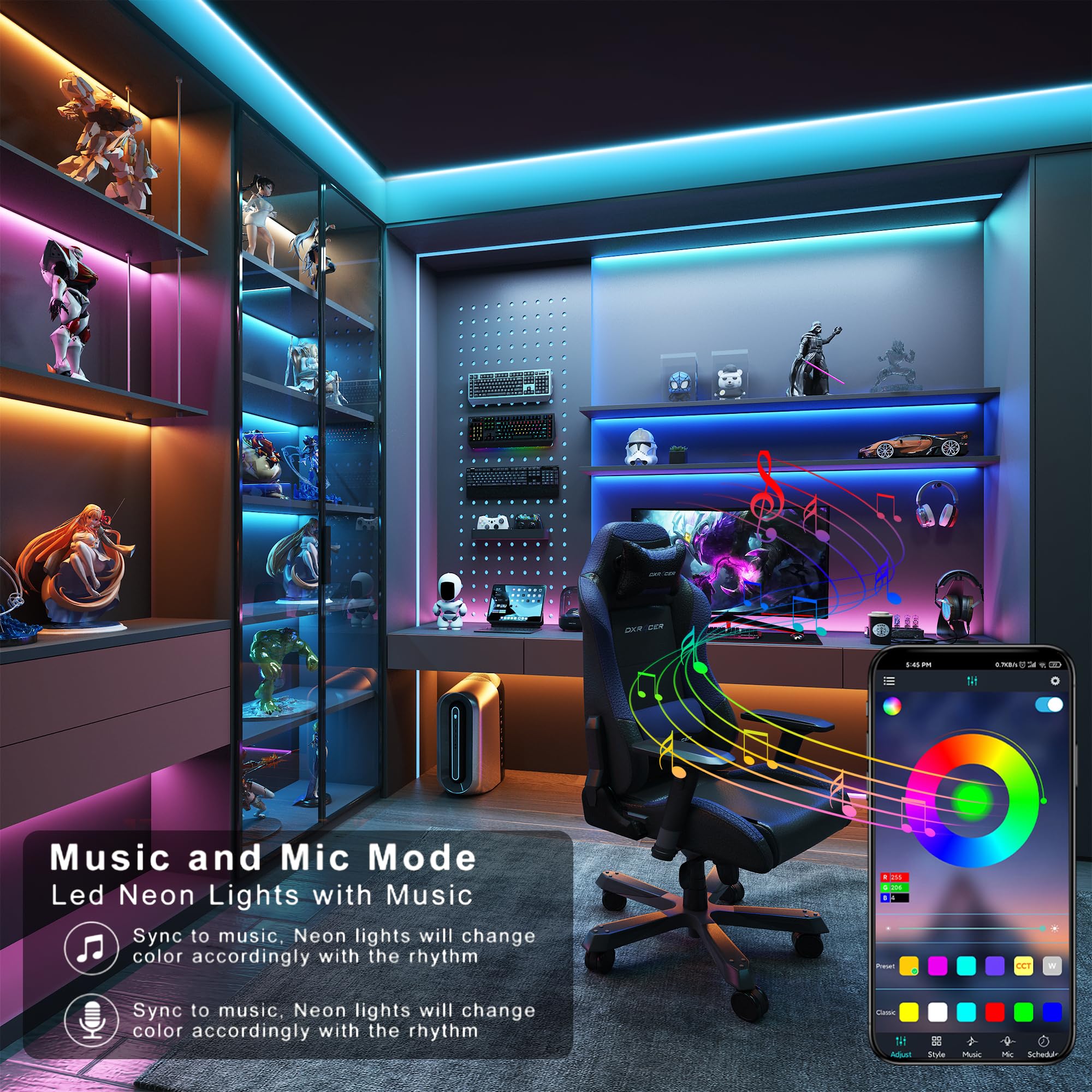 Ledagic LED Strip Lights, 200ft (2x100ft), RGB Music Sync, App Remote Control, White, Model: Led-rgb08-1