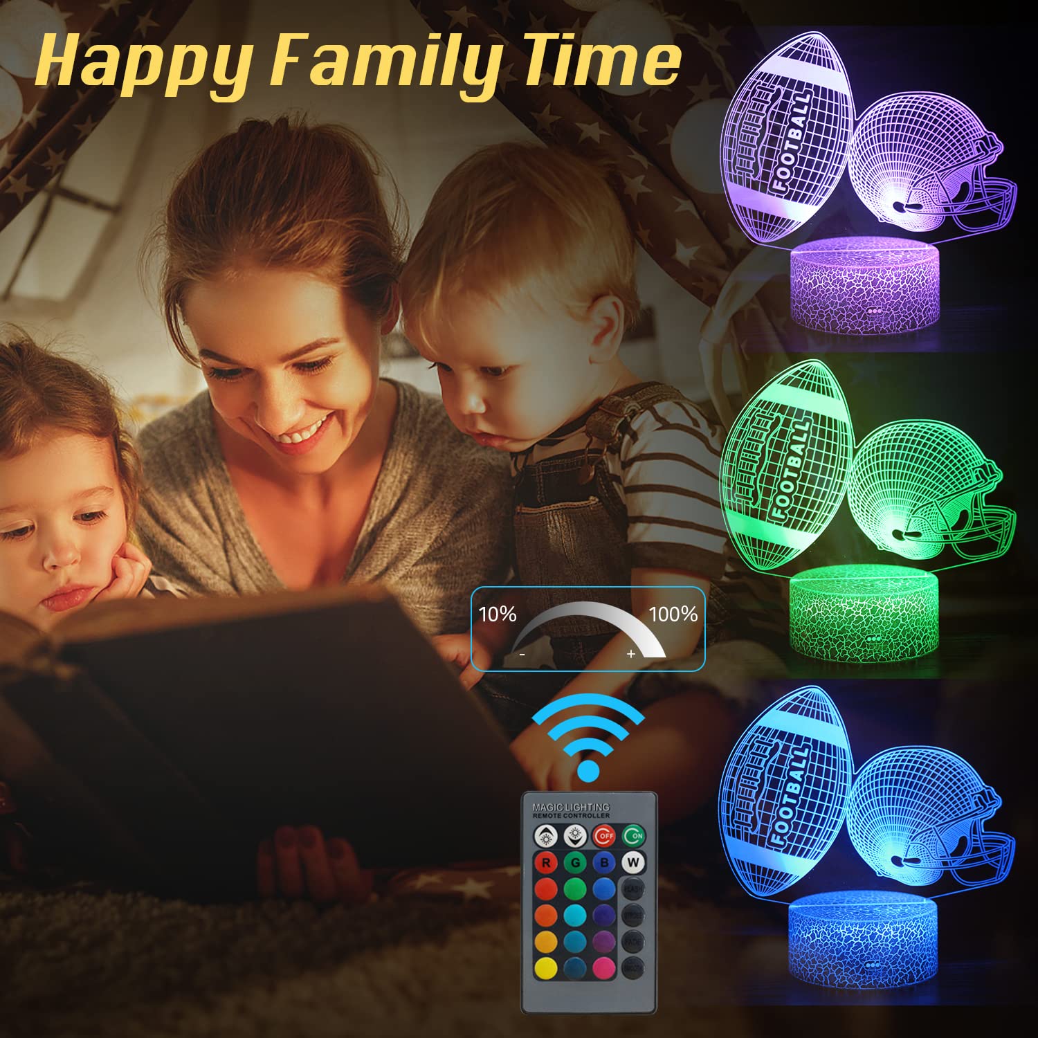 Uyeyuy American Football Helmet Night Light,3D Illusion Led Lamp,16 Colors Dimmable With Remote Control Smart Touch, Best Christ