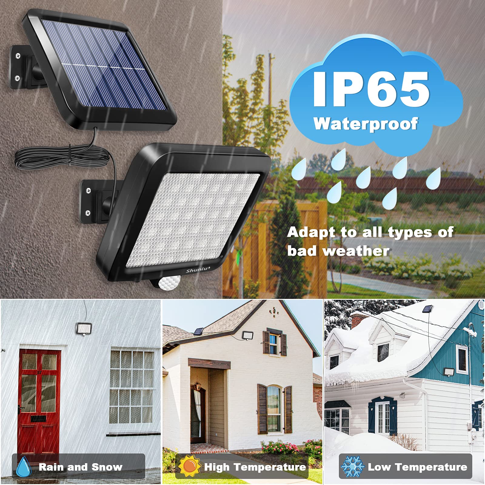 Solar Lights Outdoor With Motion Sensor, 56 Leds Ultra Bright Ip65 Waterproof Separable Solar Porch Light, Solar Security Light