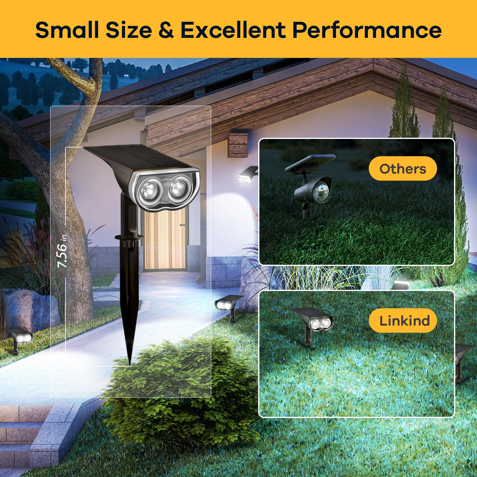 Linkind Solar Lights Outdoor StarRayS, Bright Solar Spot Lights Outdoor, IP67 Waterproof Spotlights for Garden Yard Landscape Wa