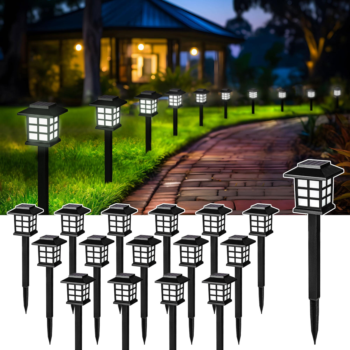 Solpex Solar Outdoor Lights,16 Pack Solar Path Lights, Solar Walkway Lights Outdoor, Solar Garden Lights, Solar Pathway Lights O