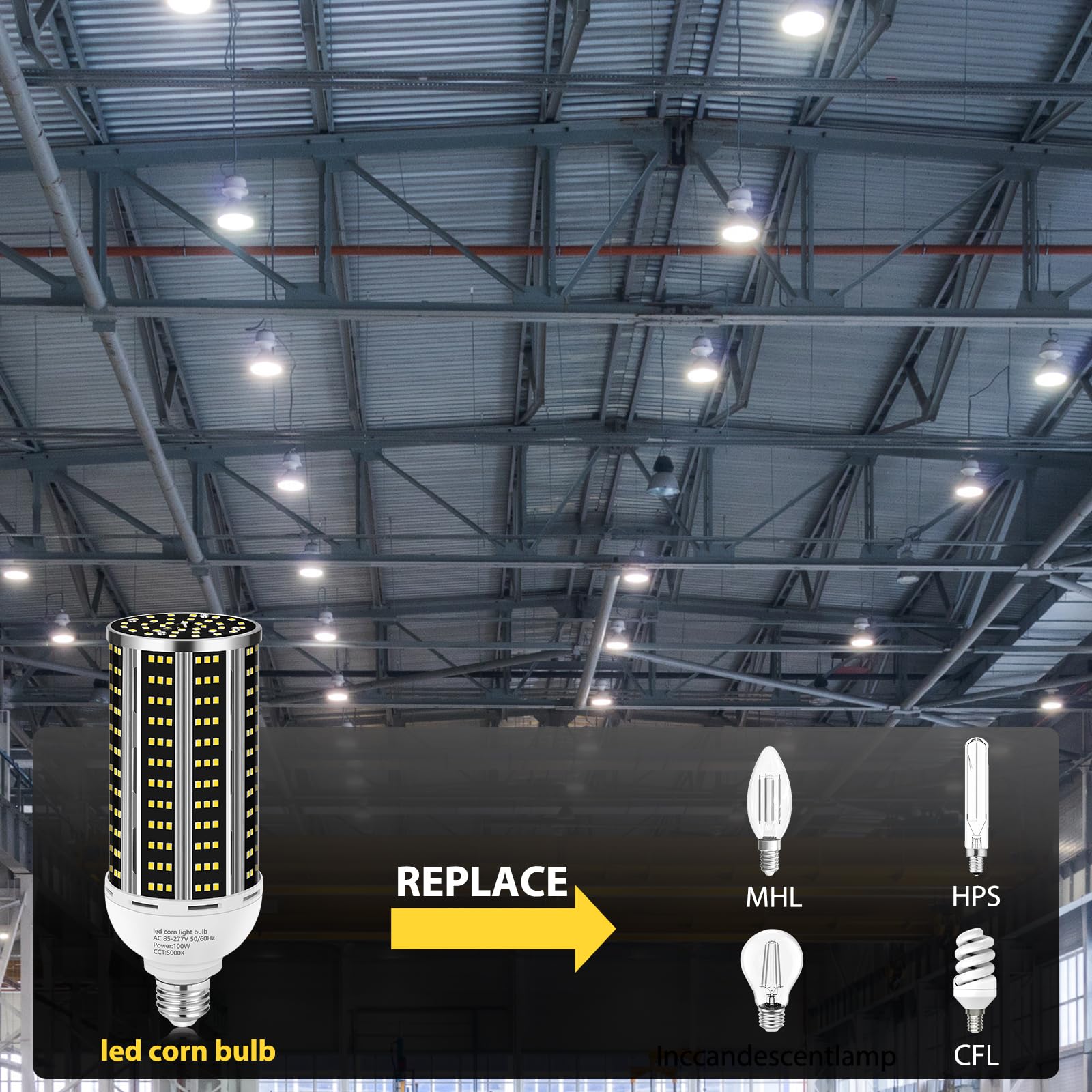 100W 2 Pack Led Corn Light Bulb,(1000W Equivalent )Commercial Grade Daylight 5000K E26/E39 14200Lm Medium Mogul Base Led Lamp,La