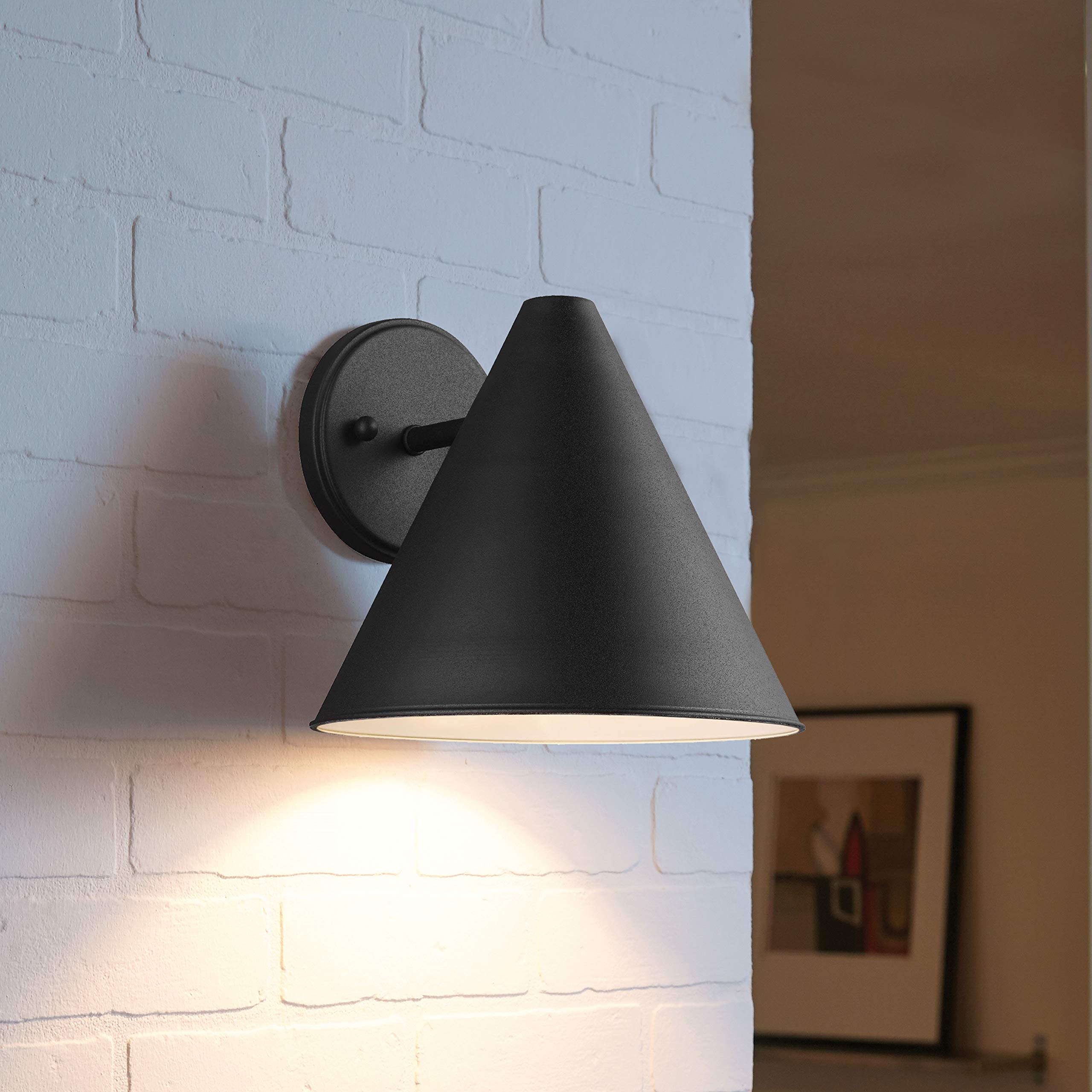 Generation Lighting Crittenden One Outdoor Wall Lantern, Black Finish, Aluminum, Model 8538501-12, One-Light