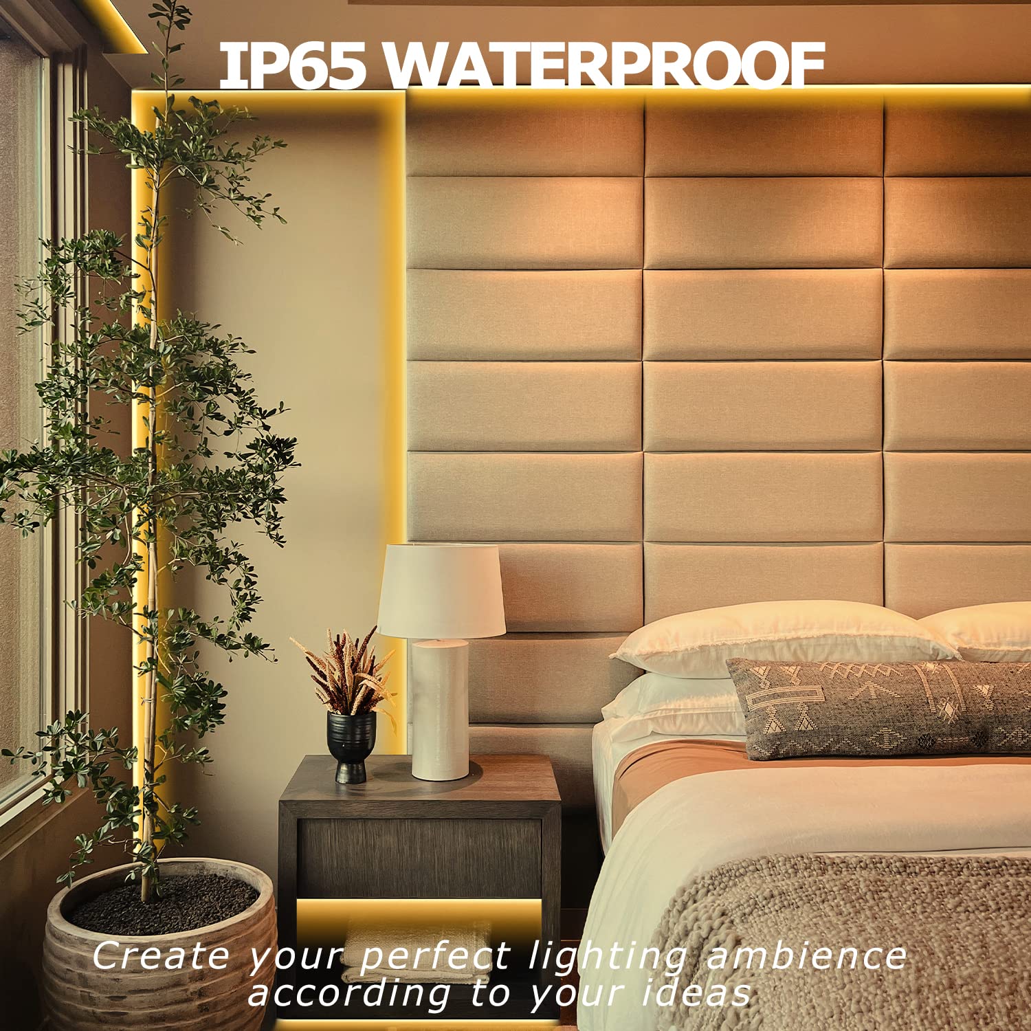 GUOTONG Outdoor Rope Lights, 32.8ft, 600 Warm White LEDs, Waterproof, Connectable, Yellow, Model 730243919356