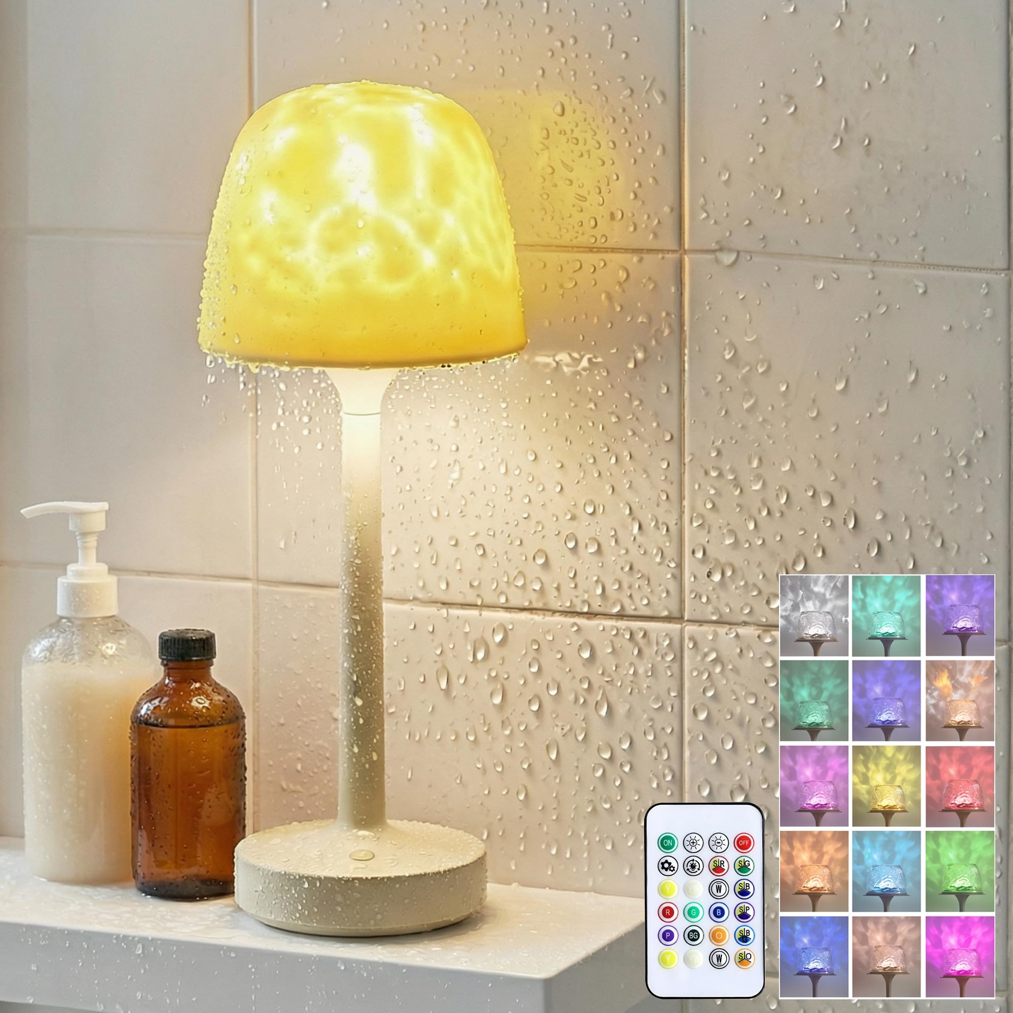 HomeLuvo Waterproof Shower Lamp - Inside Shower Bath Lights Bathtub Projector - 16 Colors Rechargeable Cordless Spa Like Decor L