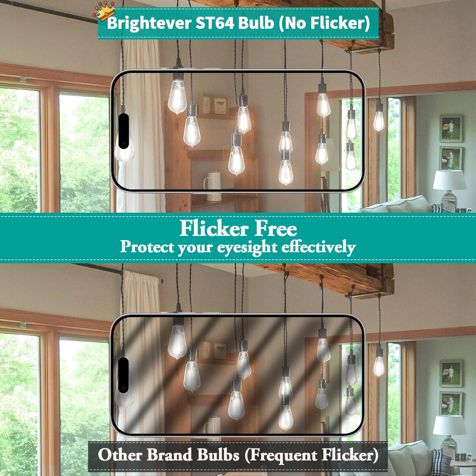 8W Vintage Led Edison Light Bulbs 100W Incandescent Equivalent, 1400Lm, E26 Base Led Filament Bulb, 5000K Daylight White, Cri 90+, St64 Antique Clear Glass For Reading, Patio, Non-Dimmable, 8-Pack