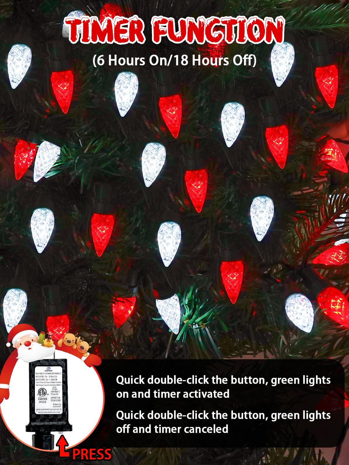 240 Led 78Ft C6 Christmas String Lights  Super Long Christmas Lights Outdoor Indoor With 13 Modes & Timer  Waterproof Fairy Twinkle Light Plug In For Tree Garden Party Xmas Decorations (Red & White)