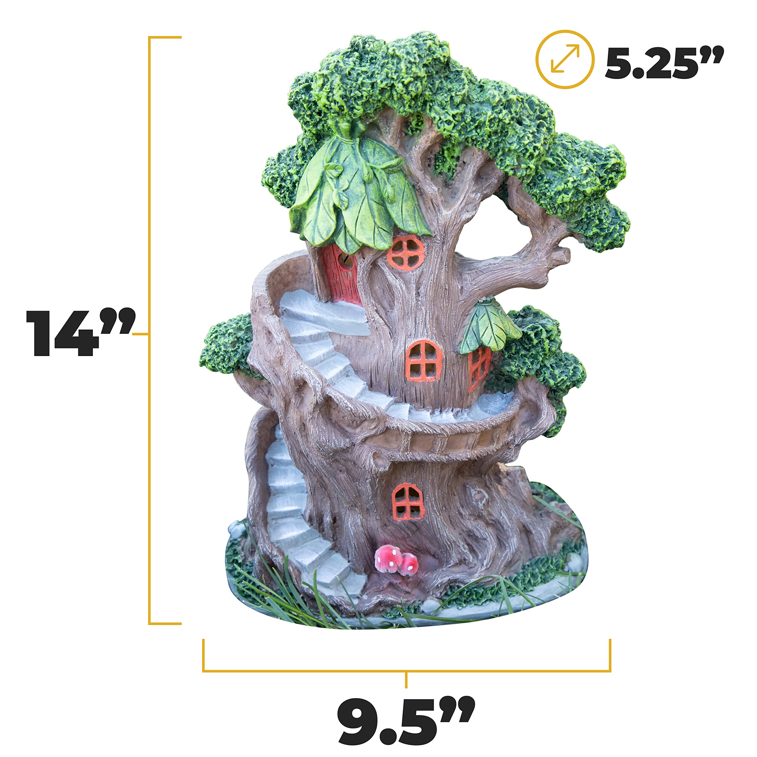 VP Home Enchanted Treehouse Solar Light for Home and Outdoor Decor - 14 H x 9.5 W x 5.25 D Enchanted Tree Solar Powered Flickeri