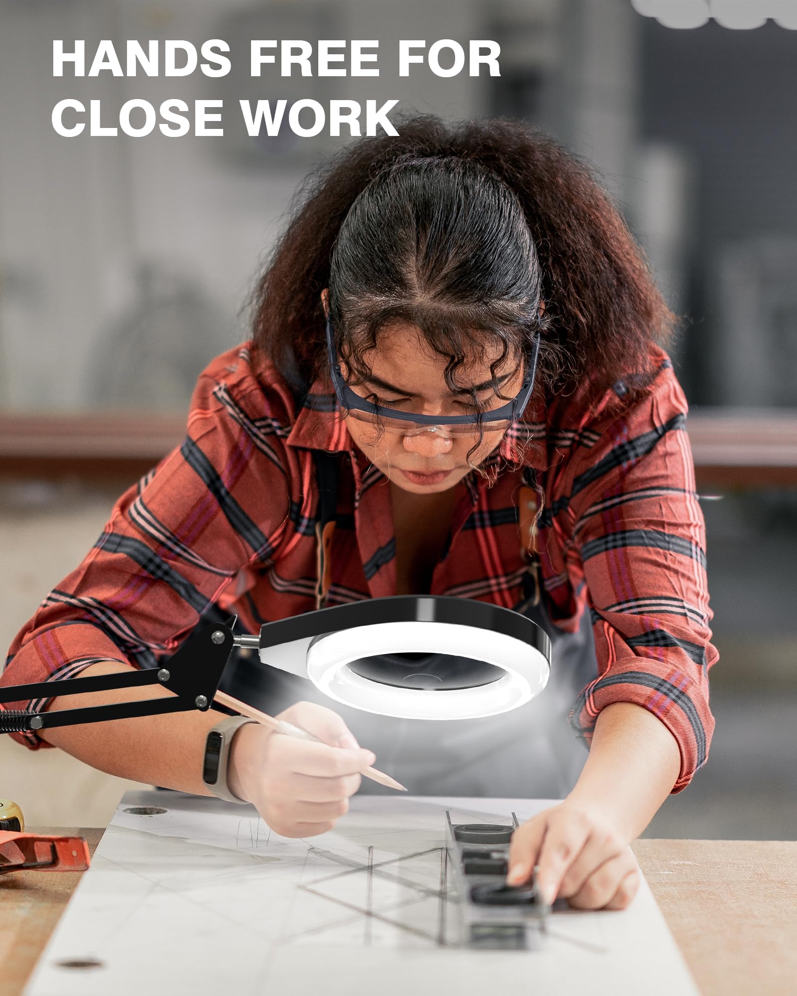 Lighted Magnifying Glass, 10X & 5X Magnifying Glass With Light, Dimmable Magnifier With Lamp, Adjustable 10 Level Brightness And