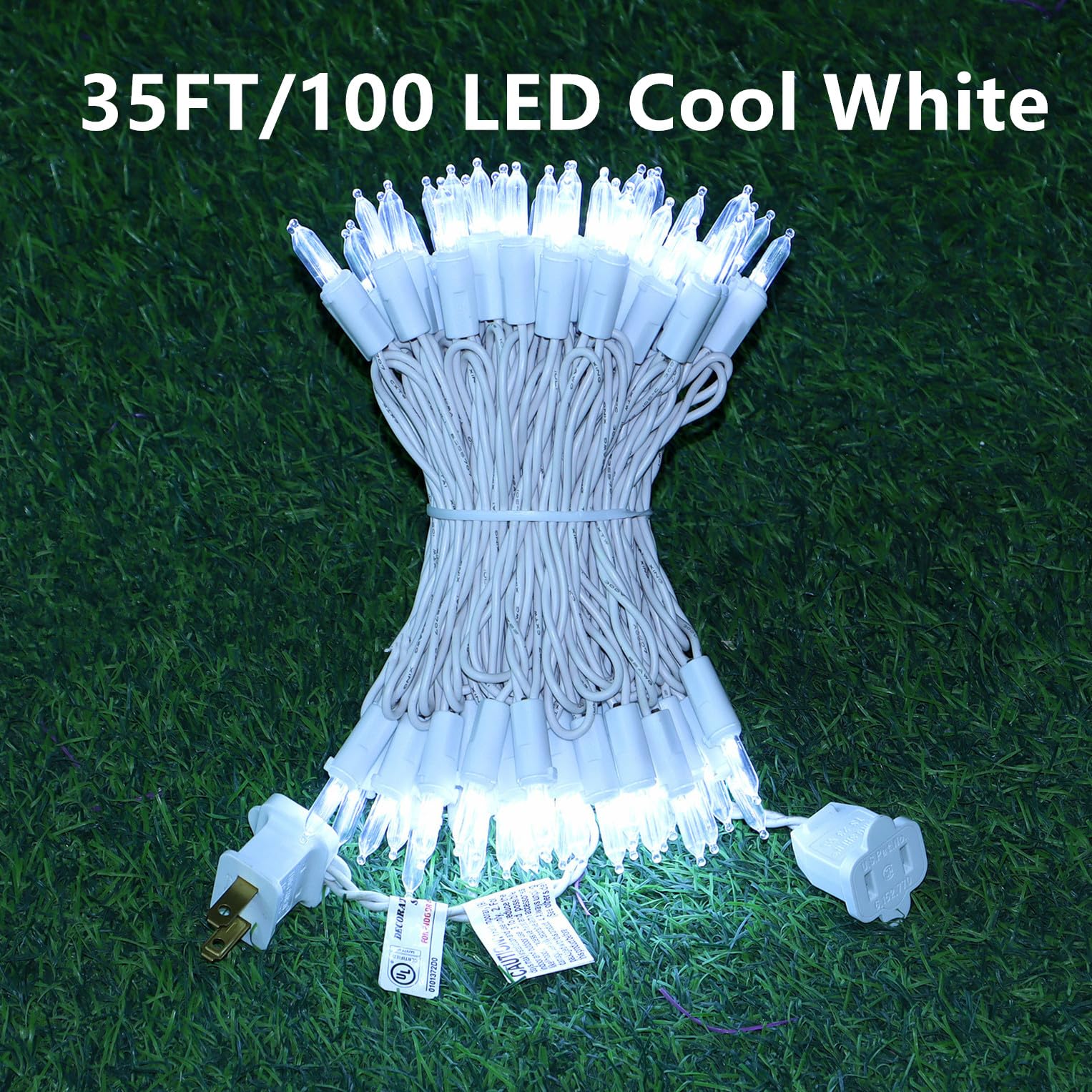 Jinbest 100 Led White Christmas Lights, Ul Certified And Commercial Grade White Wire String Lights 35 Ft, For Indoor And Outdoor