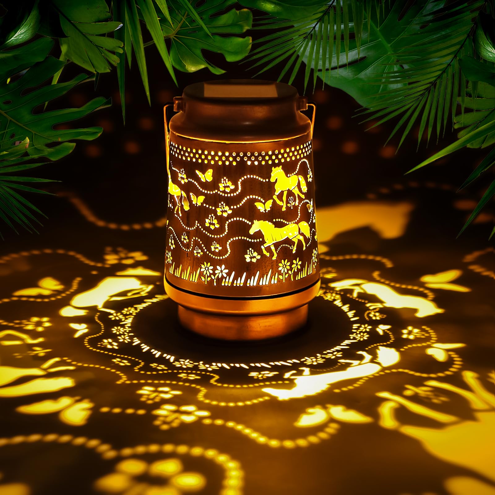 Riletese Horse Birthday Gifts for Women Mom Grandma, Solar Lanterns Outdoor Waterproof Garden Decor Hanging Lantern Lights, Meta