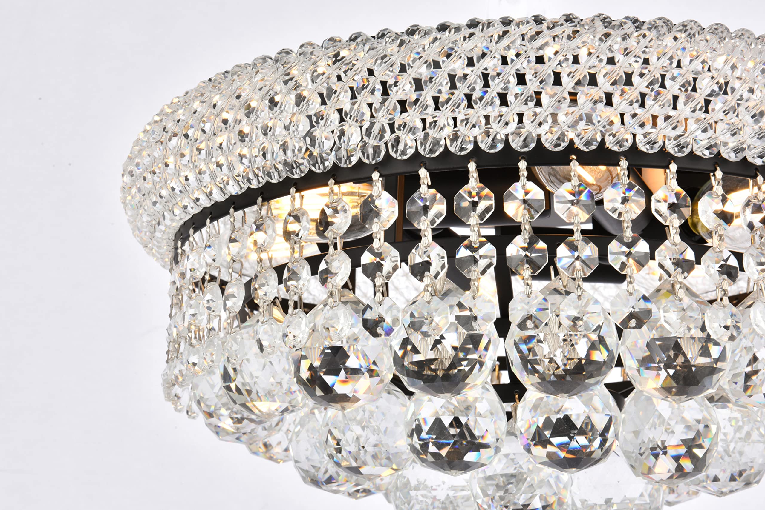 Elegant Lighting Primo Six-Light Flush Mount - Chrome Finish, Royal Cut Crystal, Silver