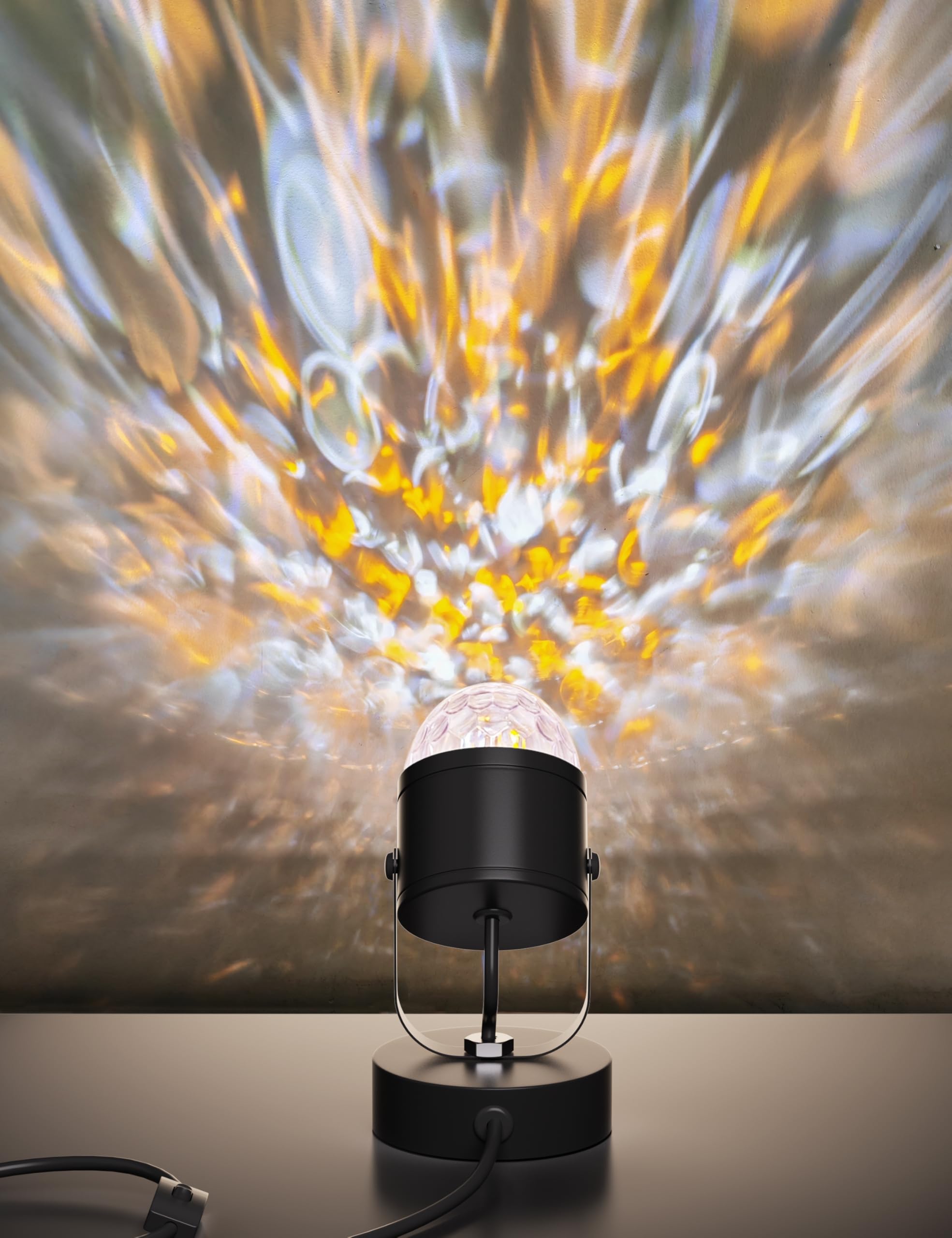 Joyzy Ocean Wave Table Lamp, Color Changing Ambient Light, Aluminum, Model TL0003, Black