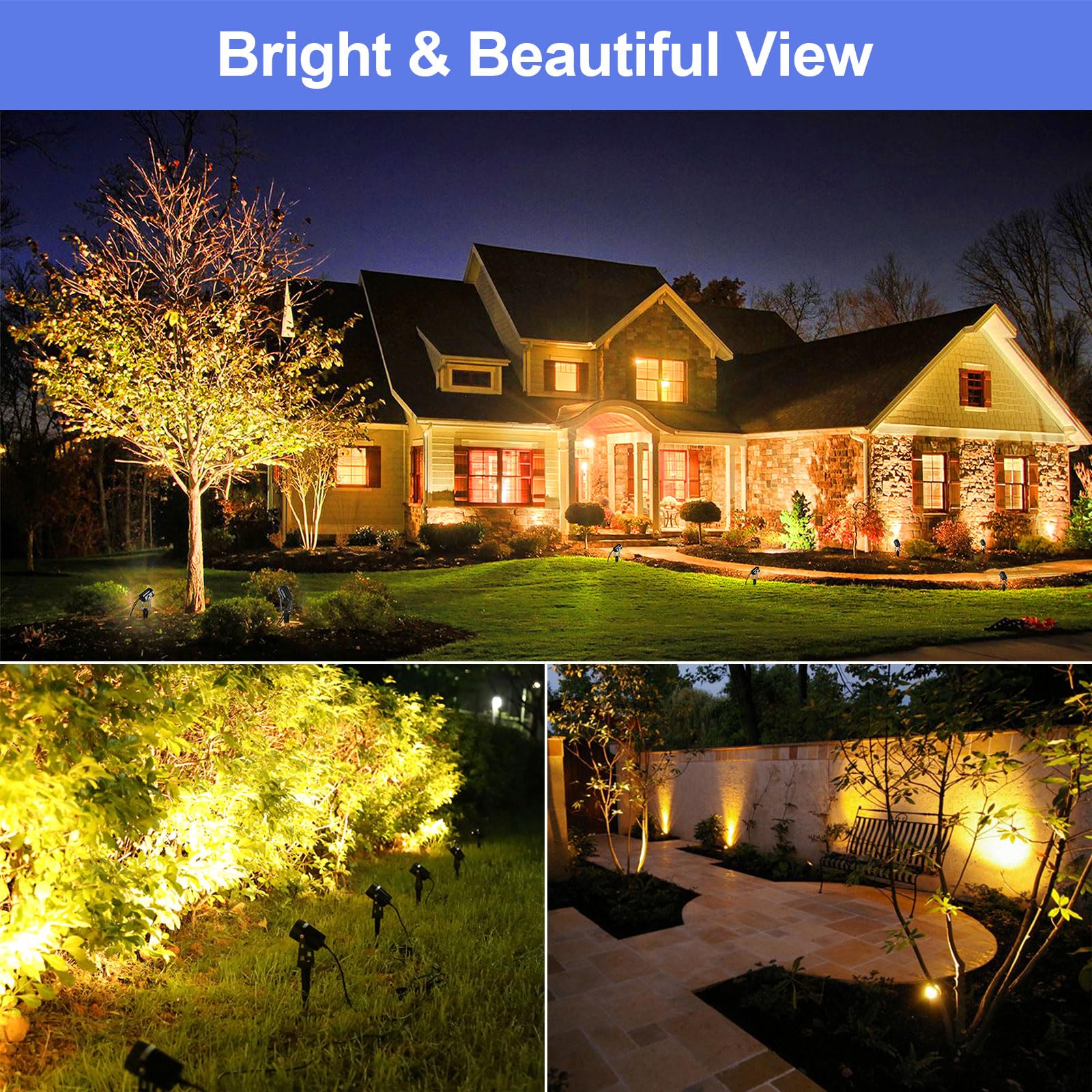 GreenClick Landscape Lighting - 3W 12V Extendable Outdoor Spotlights, 1800 Lumen, IP65 Waterproof, 6 Pack, Warm White, Model TG018J13A6