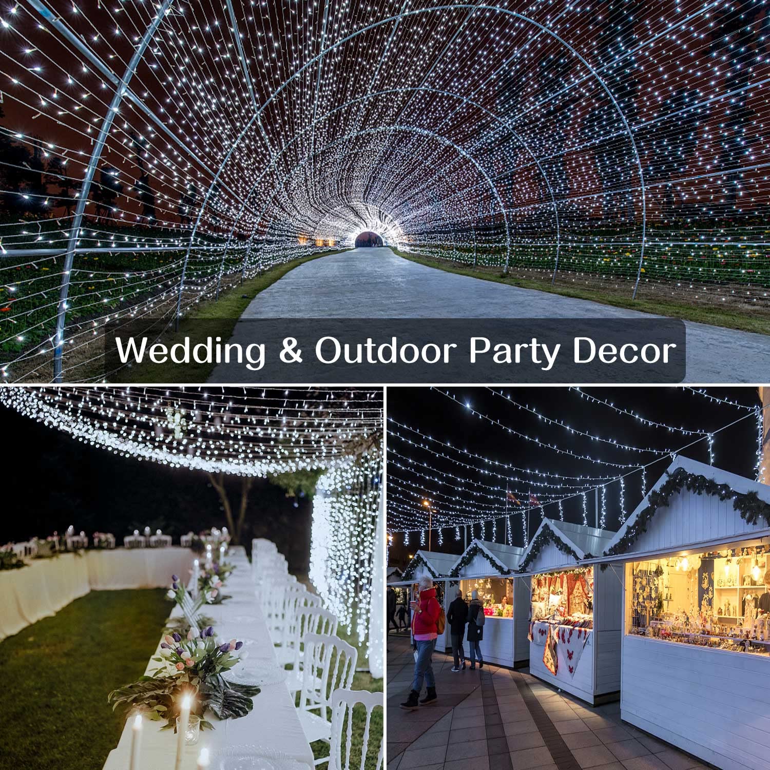 Zhouduidui Outdoor Christmas String Lights, 800Led 330Ft White Fairy Lights, 8 Mode Plug In Waterproof Indoor Outdoor Decor Ligh