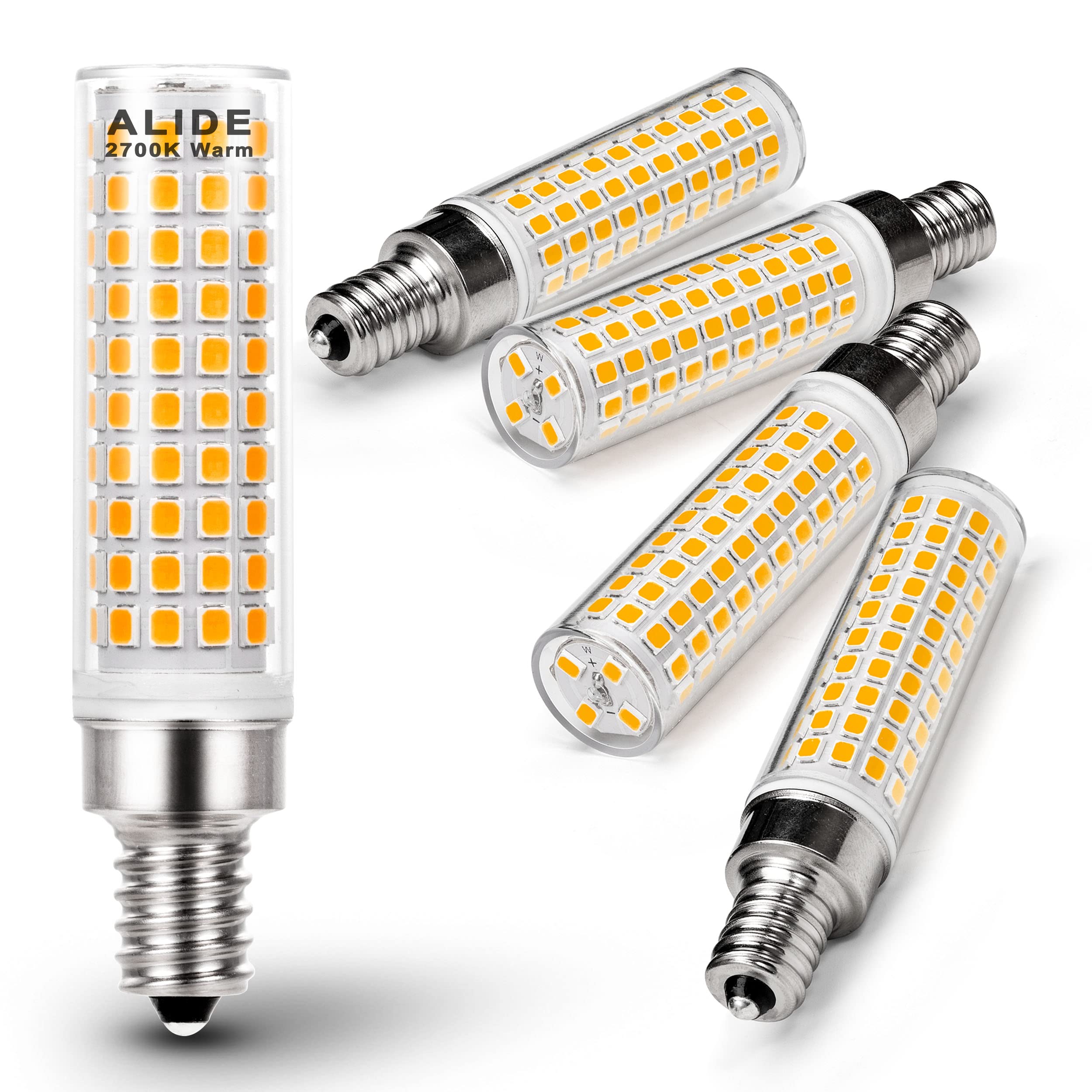ALIDE E12 LED Candelabra Bulbs 100W Equivalent, Non-Dimmable, 2700K Warm White, 1200LM, 5 Pack