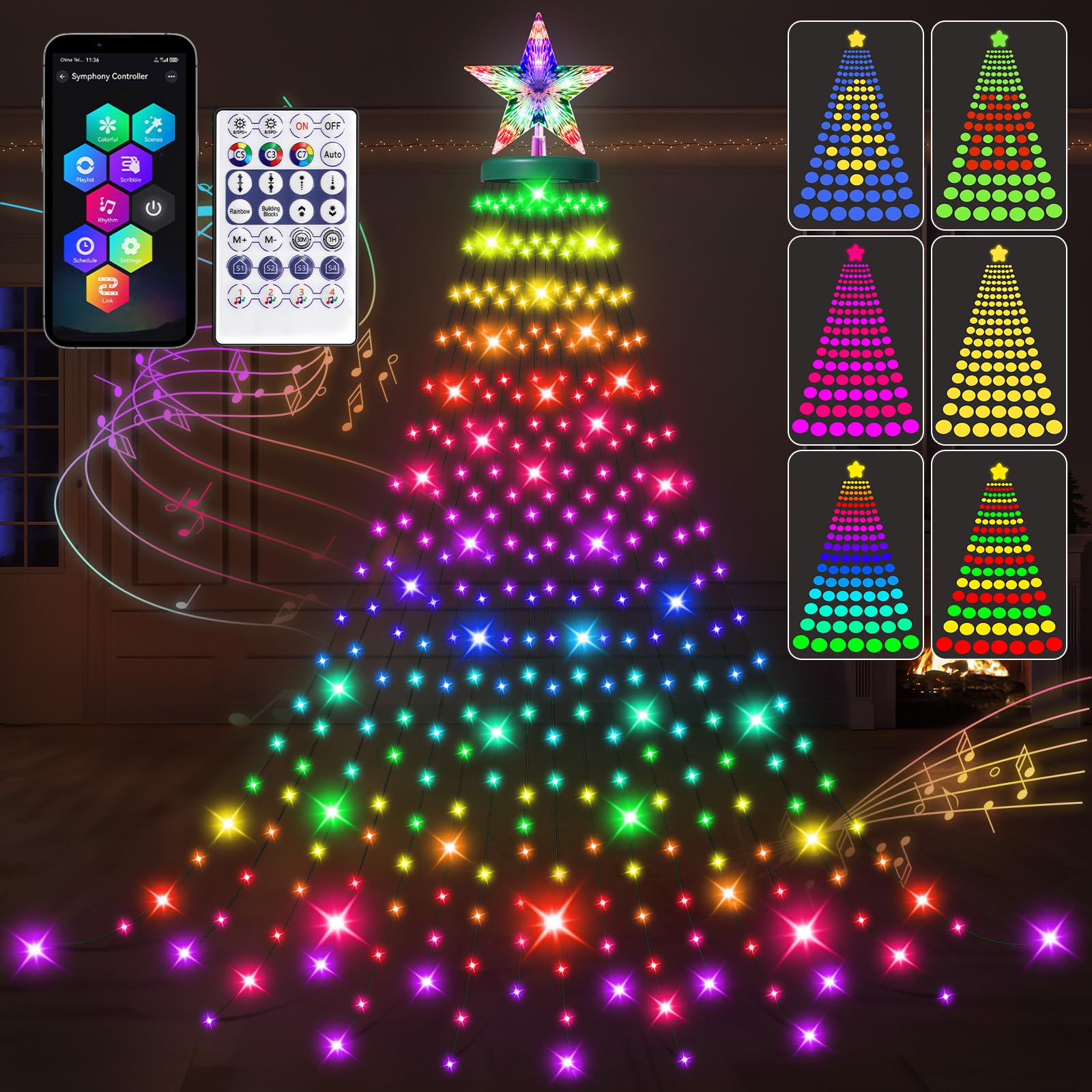 Forlivese Smart Christmas Tree String Lights, 330 LED, APP & Remote Control, Multicolor, Waterproof, Model SW-LSL-02-400