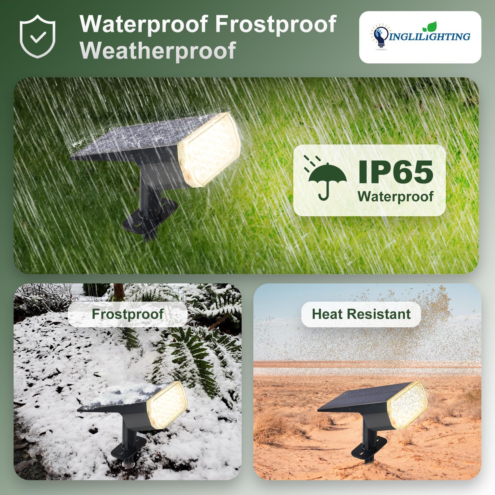 Dinglilighting Waterproof Solar Lights Outdoor: Ip65 Led Spot Light Decorations For Garden - 3 Lighting Modes Solar Powered For Yard - Halloween Christmas Lights Landscape Pathway Patios 4Pc Warm