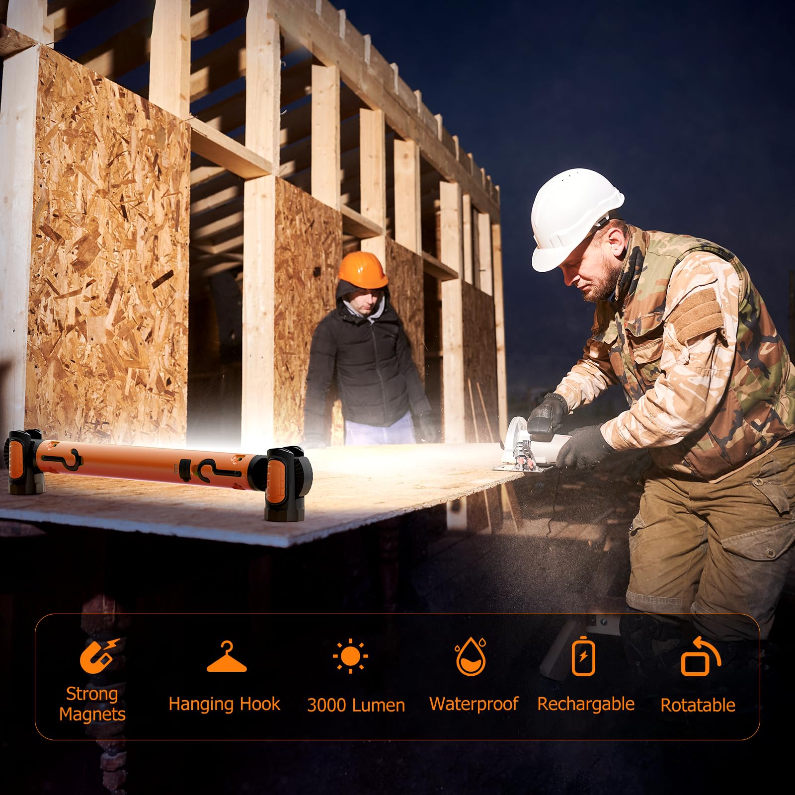 Wokelux Work Light, 3000Lm Led Work Light, 5200Mah Rechargeable Magnetic Work Light, Underhood Cordless Work Lights With Hooks For Mechanics Inspection Workshop Emergency