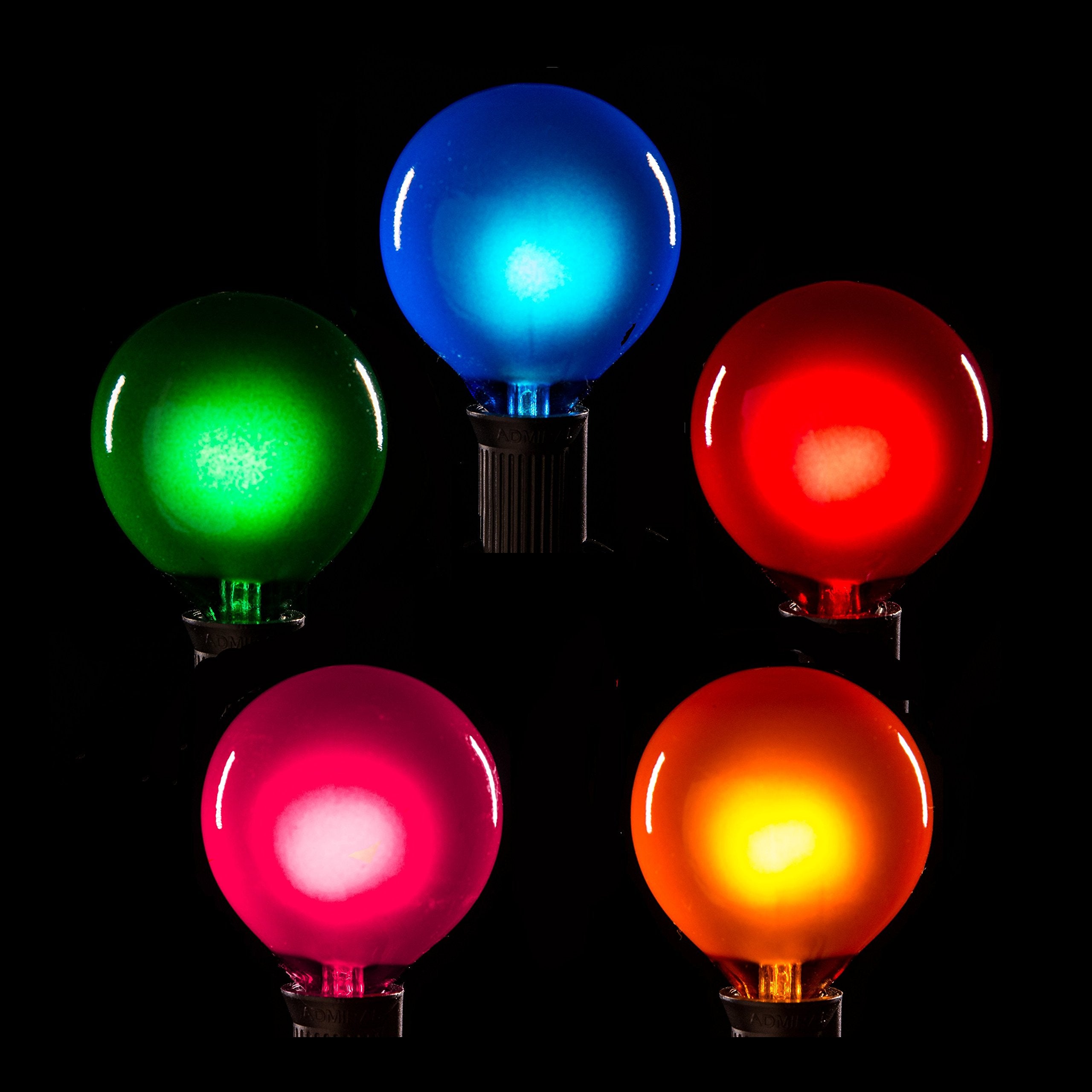 Hometown Evolution Assorted Satin Pearl Globe String Lights - 100 Foot, G40 Bulbs, Green Wire, Glass