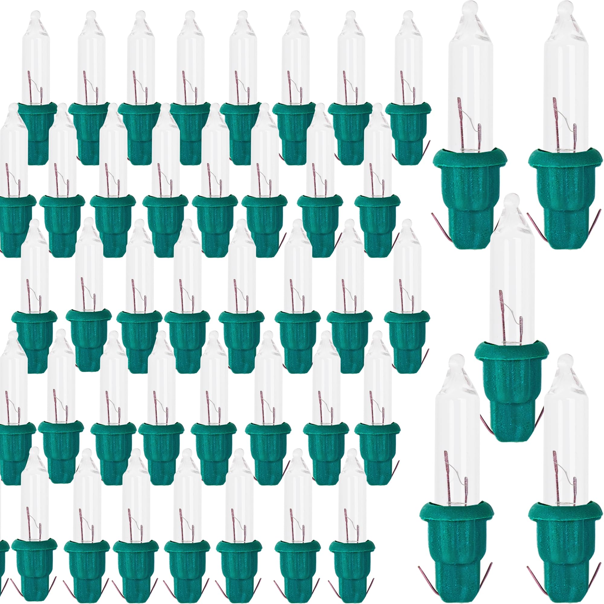 Dazzle Bright 60 Pcs Replacement Christmas Mini Light Bulbs, Warm White Incandescent String Lights With Green Base, 2.5 V For In