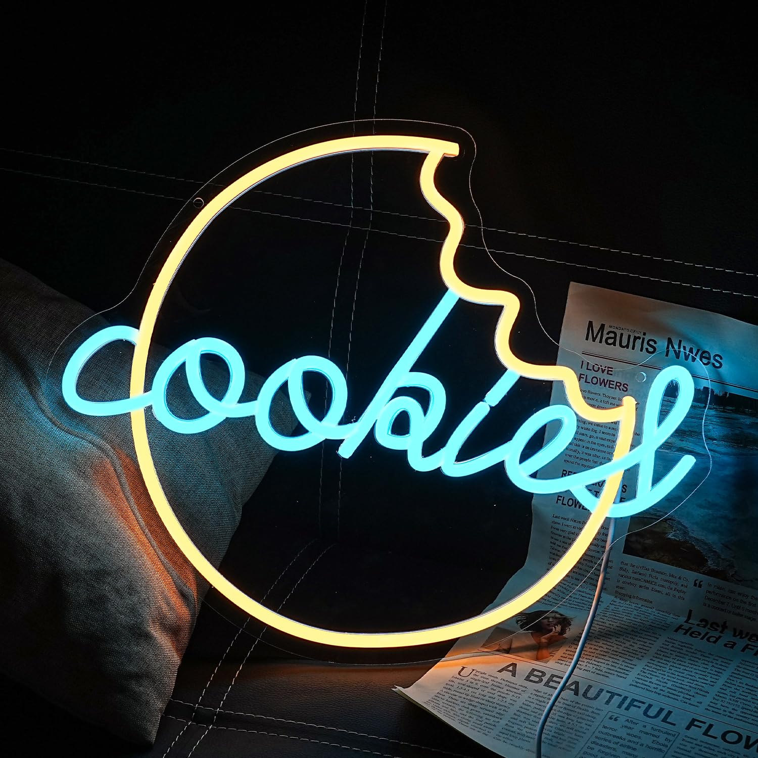 LULANMP Neon Sign for Wall Decor, Warm White LED Biscuit Light, 15.9inx12.9in, Acrylic, Ideal for Bedroom, Cafe, Bar, Kitchen, Bakery