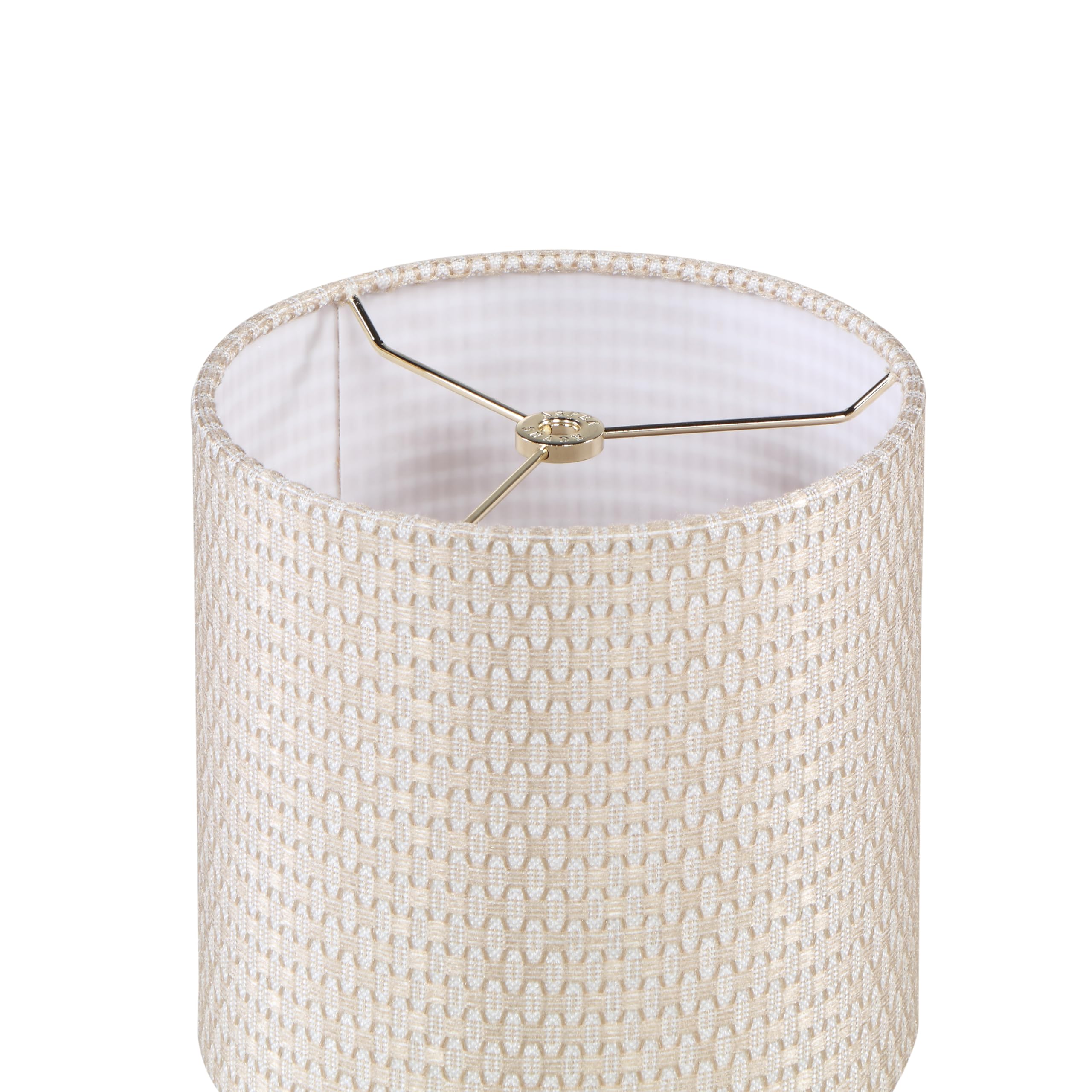 Aspen Creative Drum Lamp Shade, 8in x 8in x 8in, Rattan, White & Gold, Model 31611