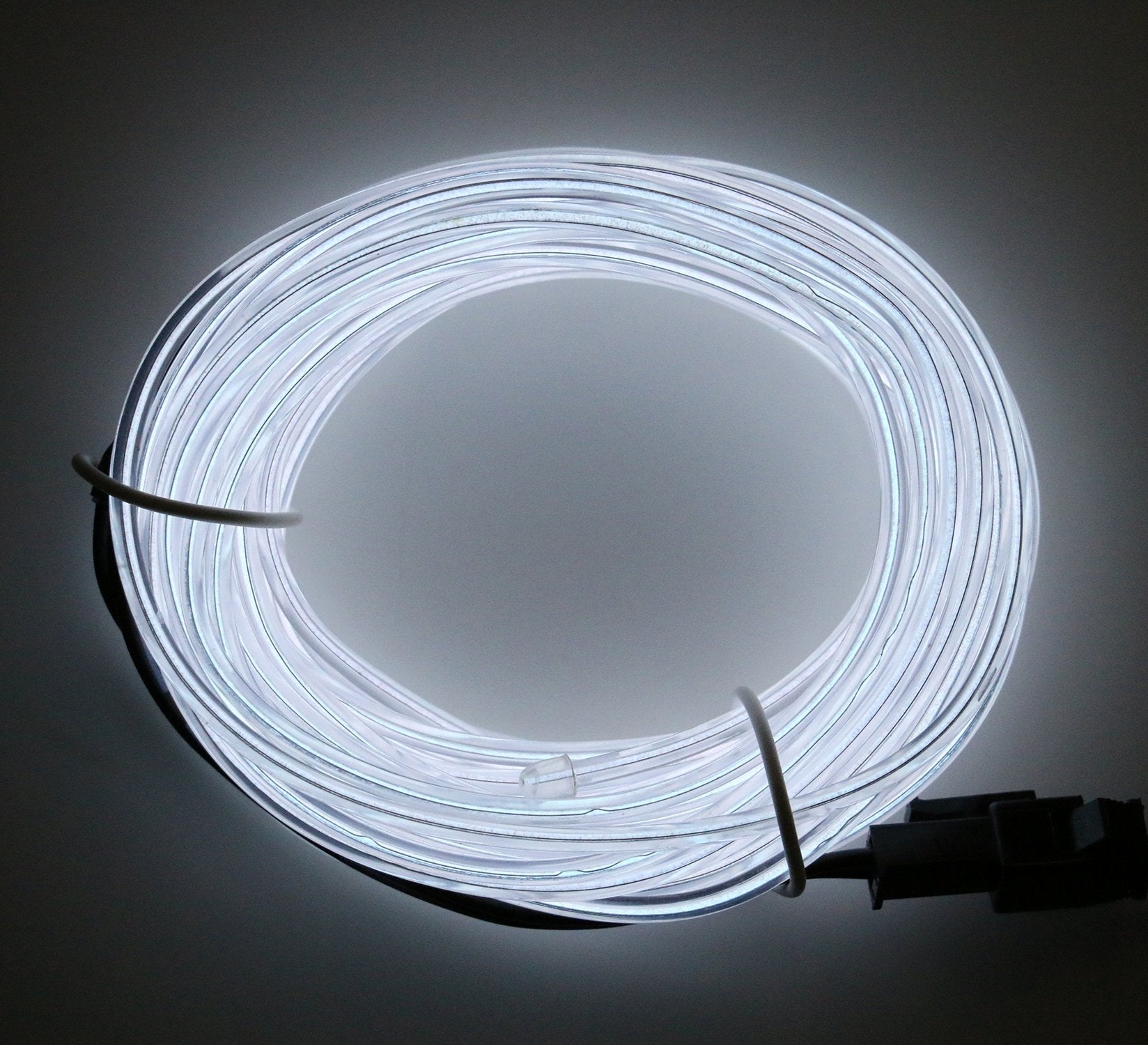 Searik EL Wire White Lights 16.4ft/5m, Flexible LED Neon Light Glow EL Wire Rope Tape String Lights with Battery Pack Controller