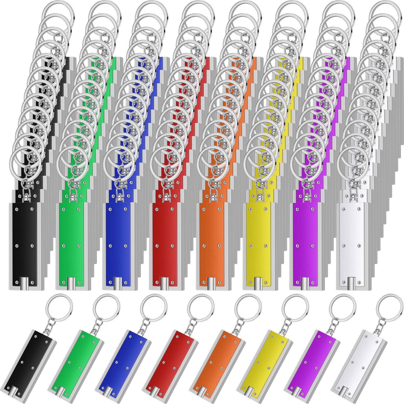 Hicarer 96 Pieces Flashlights Keychain Bulk Mini Powerful LED Keychain Lights Portable Flashlight for Emergency Camping Outdoor 