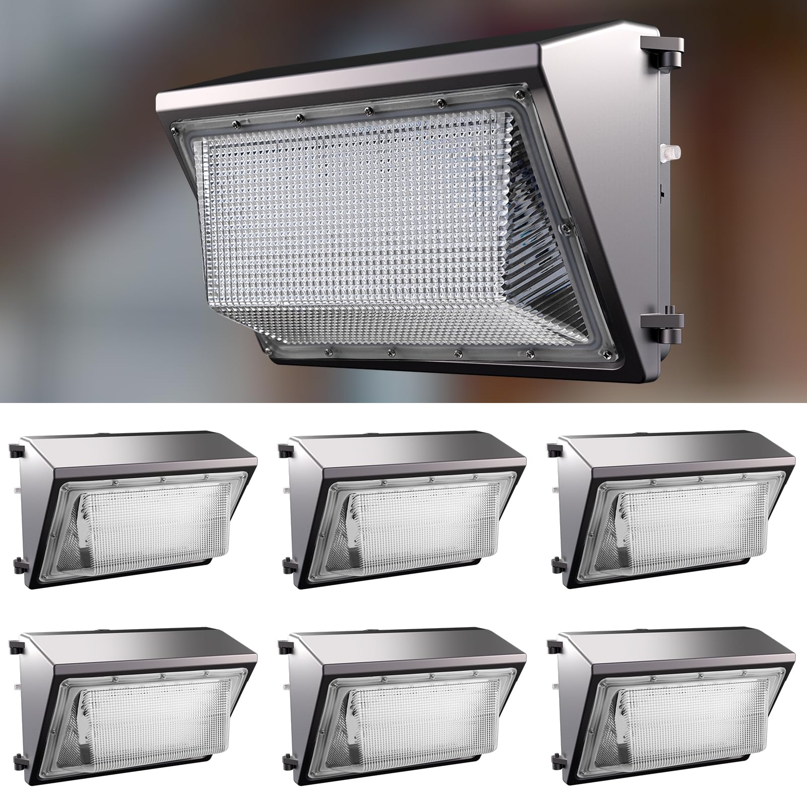 Lightdot 6Pack 200W LED Wall Pack Lights, 100-277v Dusk to Dawn with Photocell | 30000Lm(150Lm/W) 5000K IP65 Outdoor Exterior Li